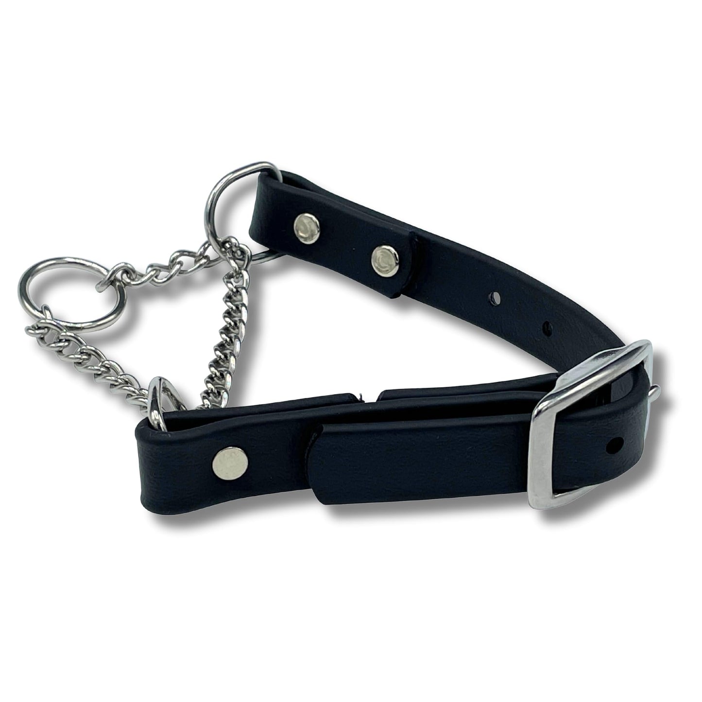 JIM HODGES DOG TRAINING Martingale Collar for Dogs, Biothane, Stainless Steel Hardware, No Pull, Made in The USA, Professional Grade. Large, Black