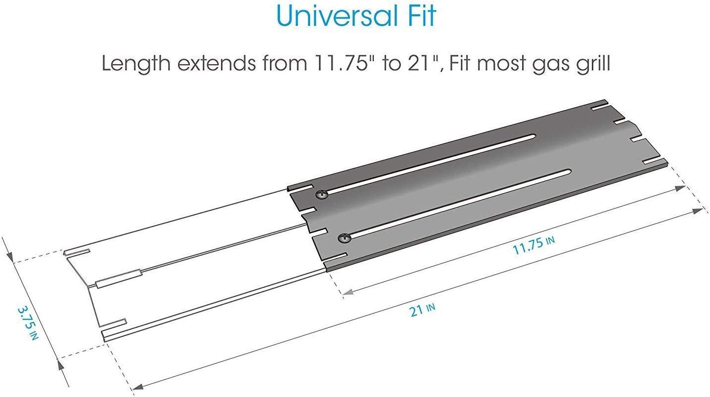 Universal Adjustable Stainless Steel Heat Plate Plate Shield, Heat Tent, Flavorizer Bar, Burner Cover, Flame Tamer (Expands from 11.75" up to 21" L) for Brinkmann 810,4 PCS