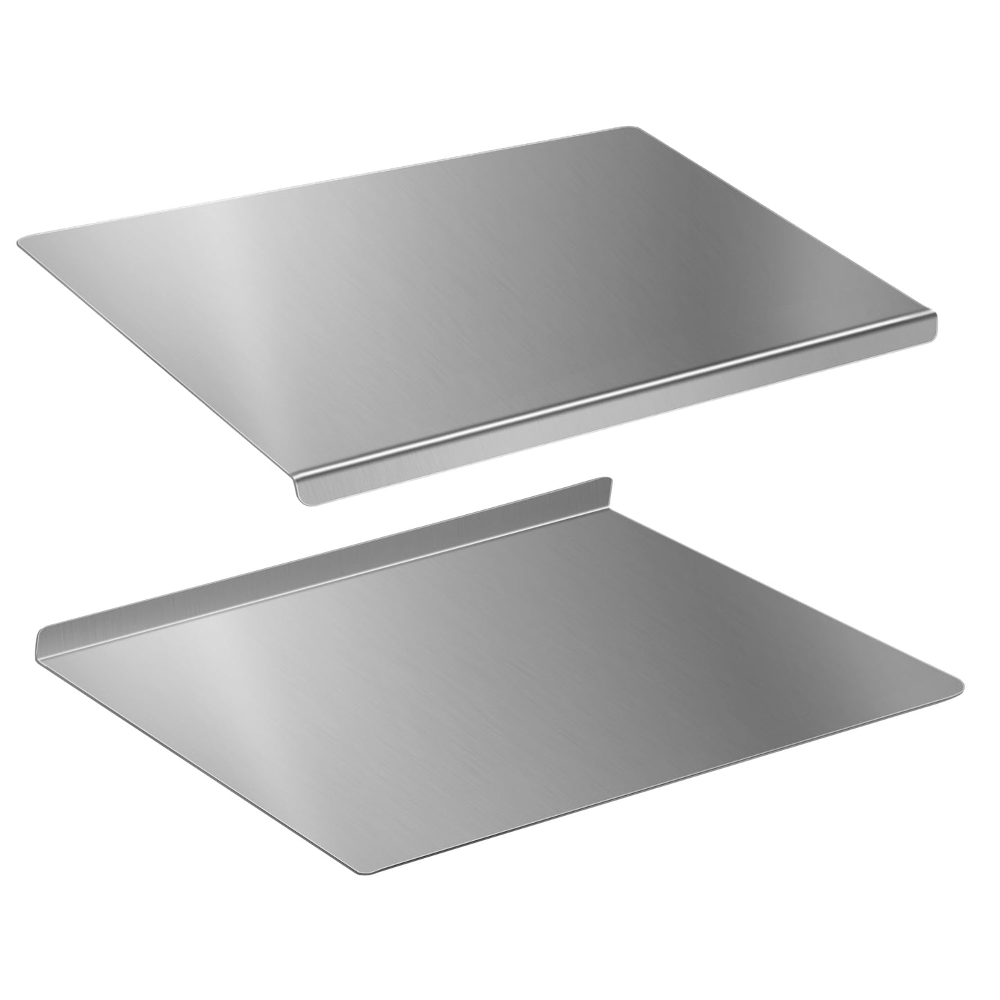 2-Piece Stainless Steel Cutting Board with Lip, 16" x 12" Kitchen Chopping Boards for Countertop, Double-Sided Food-Grade Metal Cutting Board, L-Shaped Edge Chopping Mats for Kitchen Prep & Baking