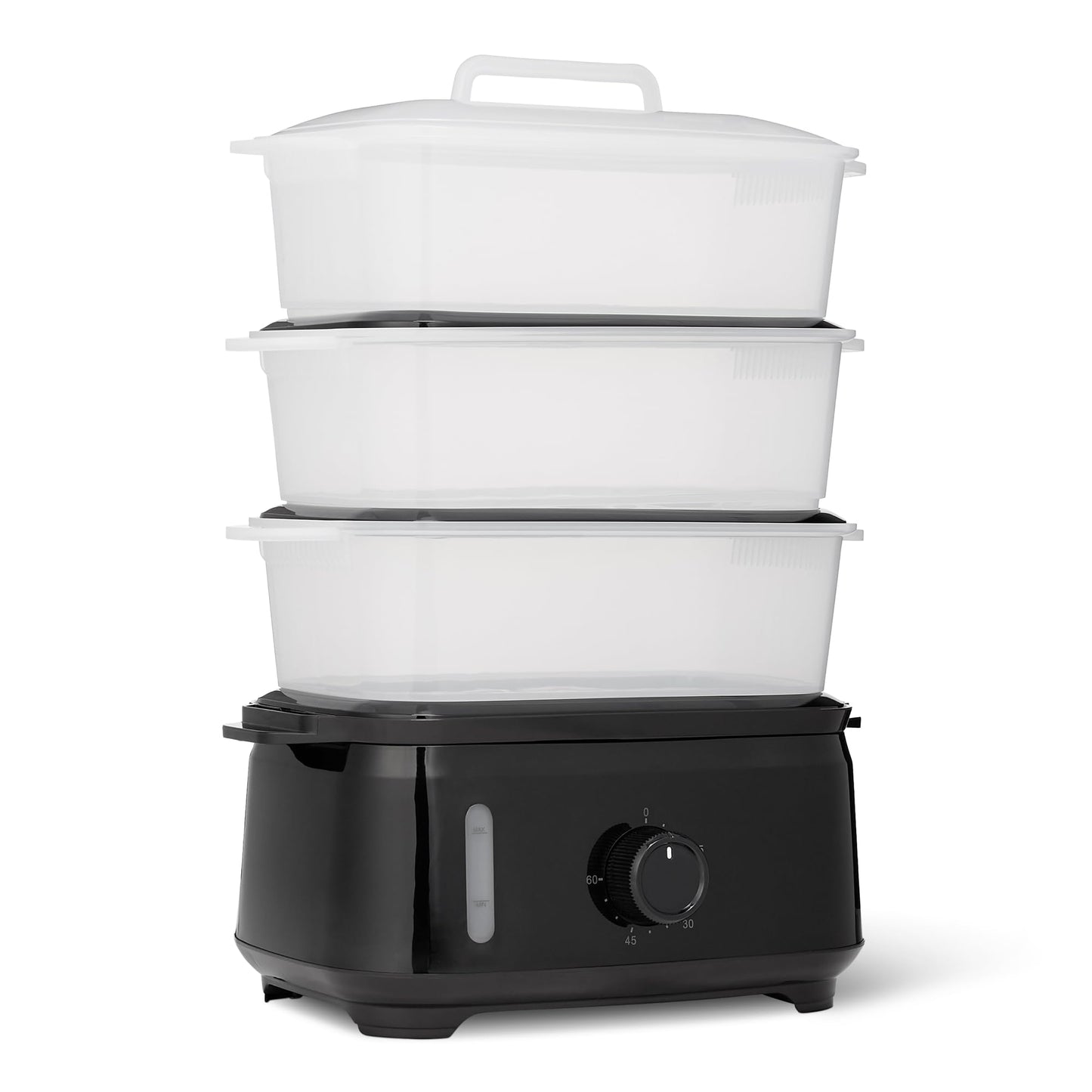 Amazon Basics Electric Food Steamer for Cooking Vegetables with 3-Tier Design, BPA-Free, 9.5 QT, Black