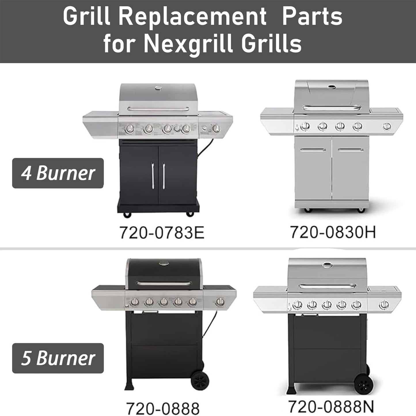 Uniflasy Cast Iron Cooking Grate Replacement for Nexgrill 4 Burner 720-0830H, 720-0958A, 720-0670A, 720-0783E, 5 Burner 720-0888N, Replacement for Kenmore 41516106210 415.16106210, 17 Inches