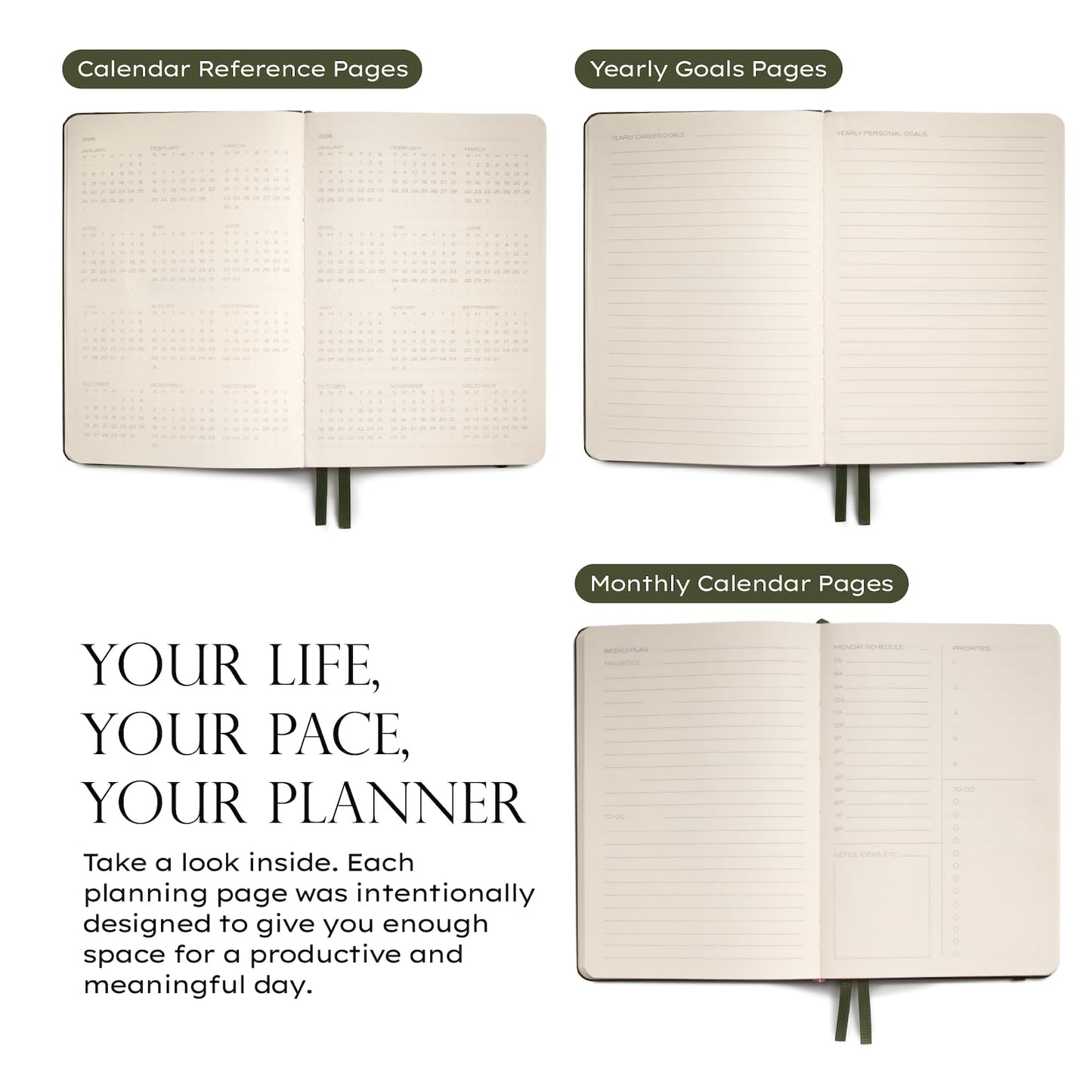 Anecdote Daily Planner w/ 2026-2027 Calendar | Start Anytime 26 Weeks Undated | 1 Page per Day | 8.5" x 5.2" | Hardcover To-Do List Organizer, Plan Your Success, Achieve Productivity Goals (Black)