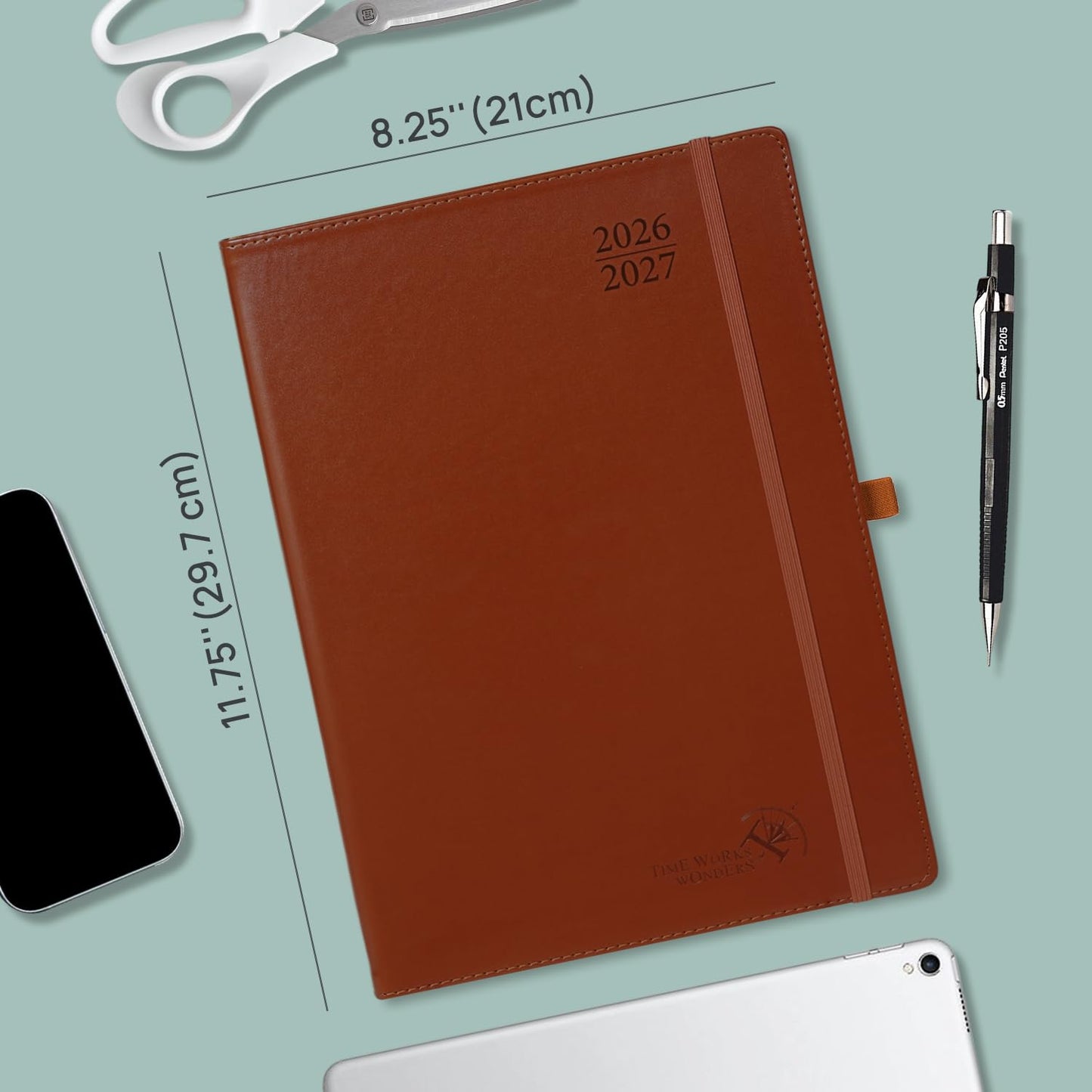 POPRUN 2026-2027 Planner - Weekly And Monthly Planner (A4 Size 8.25'' x 11.75''), 15-Minute Hourly Planner & Appointment Book (July 2026 - June 2027), Monthly Tabs, Inner-pocket - Burgundy