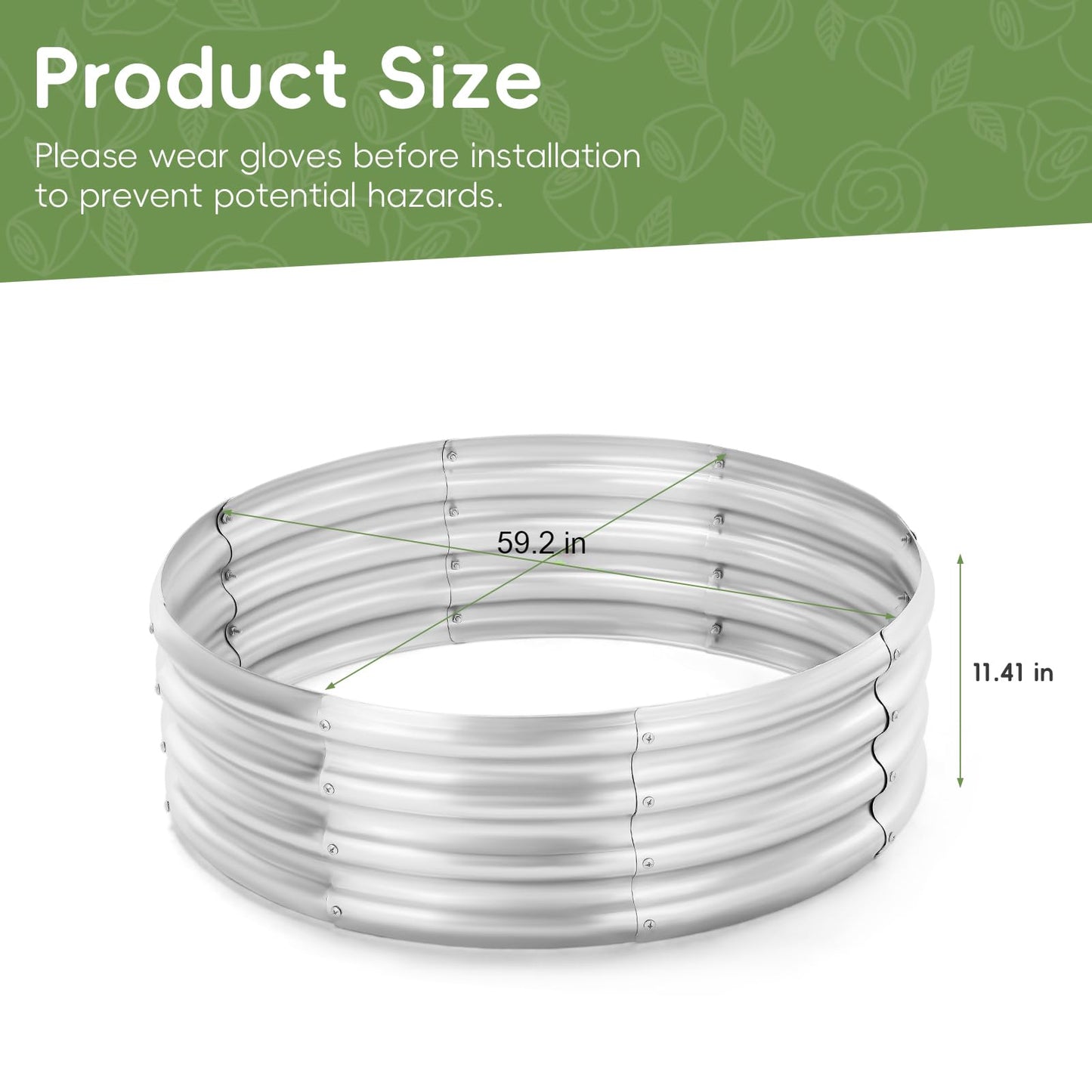 Galvanized Raised Garden Bed, 5x5x1ft Round Garden Bed Outdoor, Metal Planter Boxes for for Vegetables, Flower, Herb