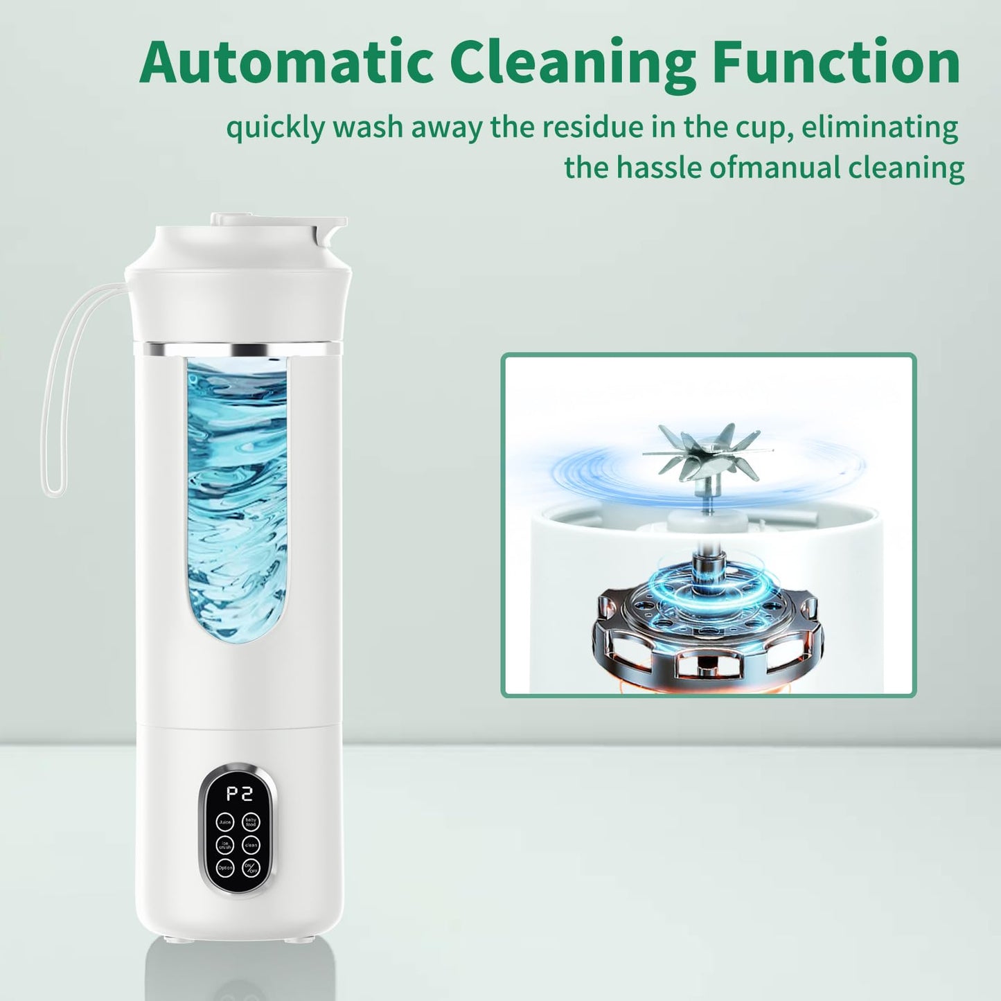 Portable Cordless Blender,Small Rechargeable Juicer,Mini Personal Blender for Smoothies and Shakes,With Automatic Cleaning Function,On The Go and Easy To Use