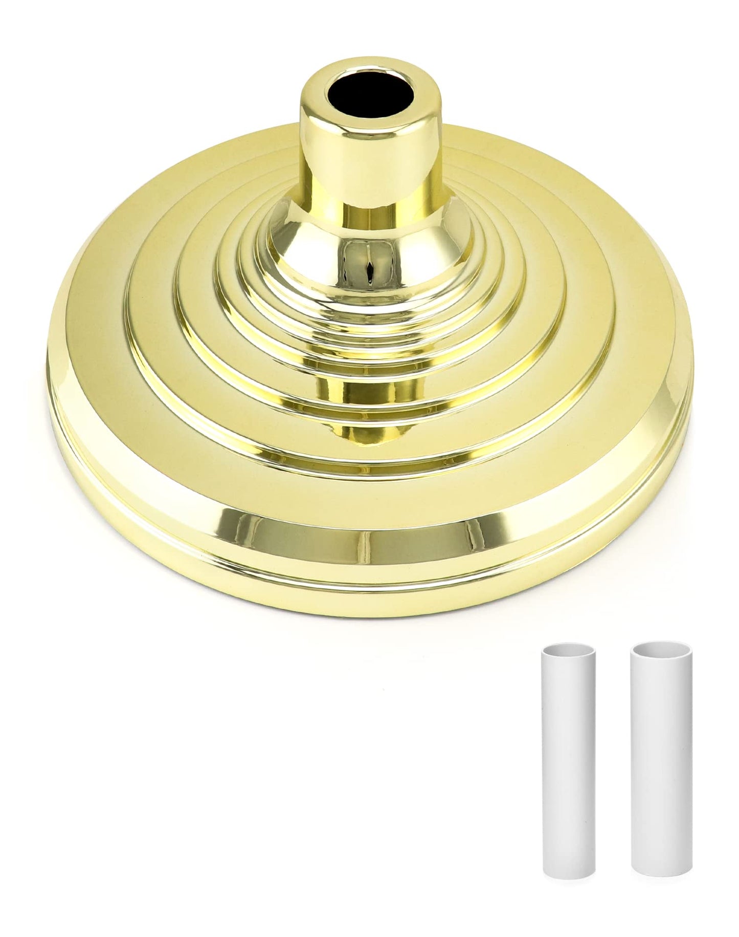 QWORK Base Stand for Flag, Flag Stand for Indoor & Outdoor Use, Floor Base Stand, Compatible with 1.3 Inch and 1.1 Inch Diameter Flag Pole - Gold