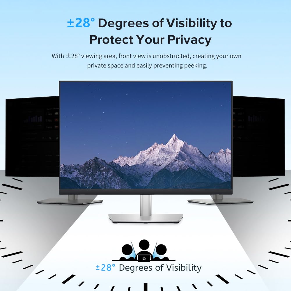 MOBDIK 22 Inch Monitor Computer Privacy Screen Filter for 16:9 Aspect Ratio, Anti Blue Light, Anti Glare & Spy - 1 Pack