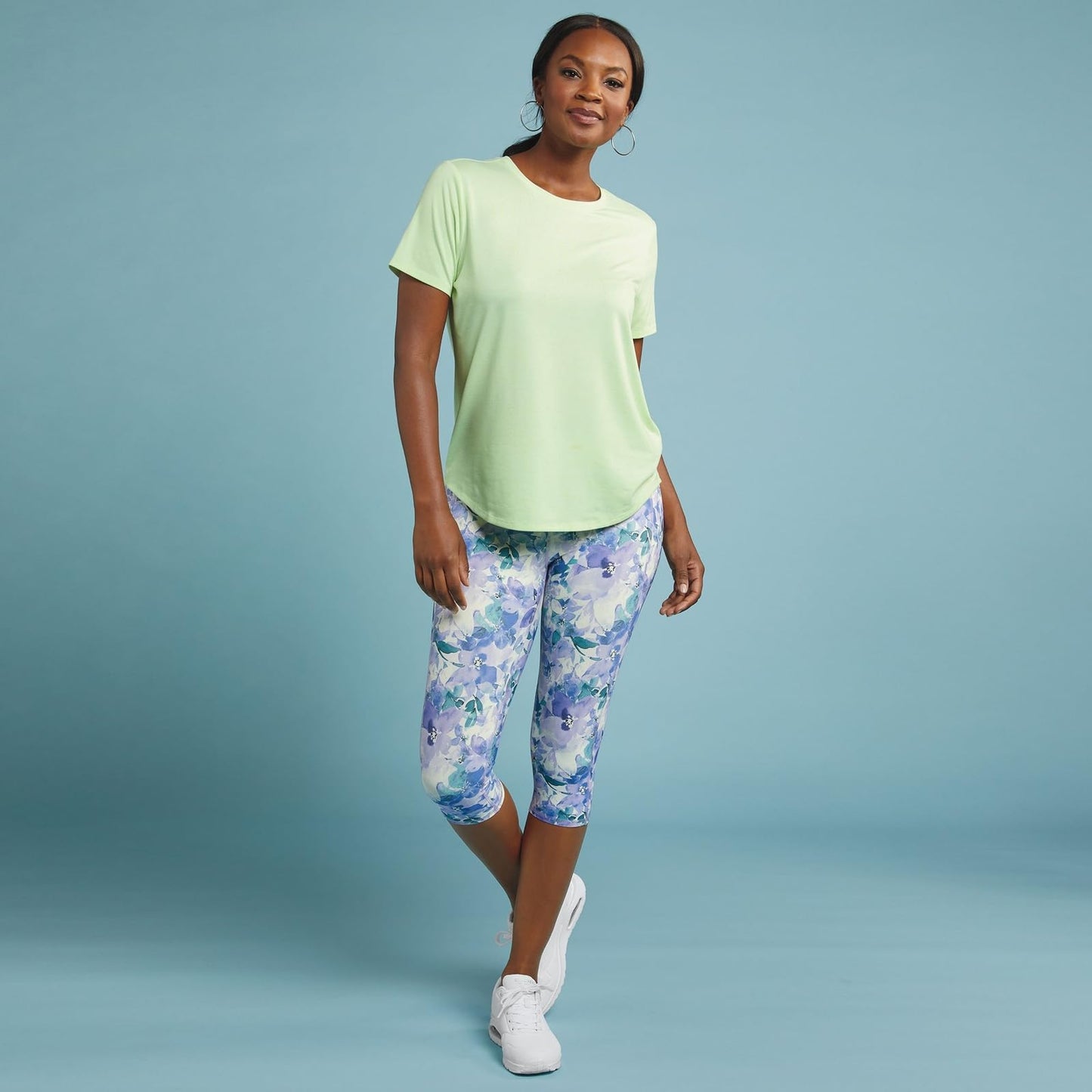 Skechers Women's Gowalk High Waisted Capri, Blue Seascape Floral, 3X-Large