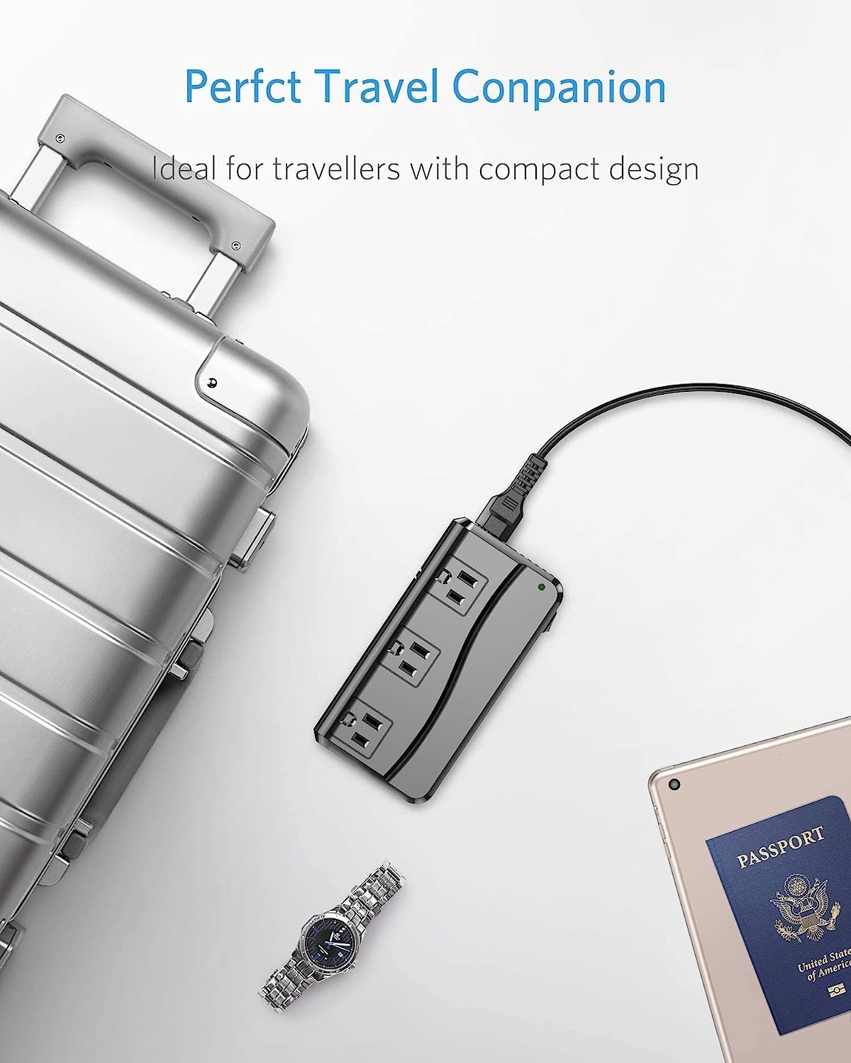 BESTEK Power Adapter 250W, 220V to 110V Step Down Voltage Converter with 4 USB 3 AC Outlets 7 Travel Plug Adapter EU/US/AU/IT/UK/in/South Africa Plug Adapter(Black)