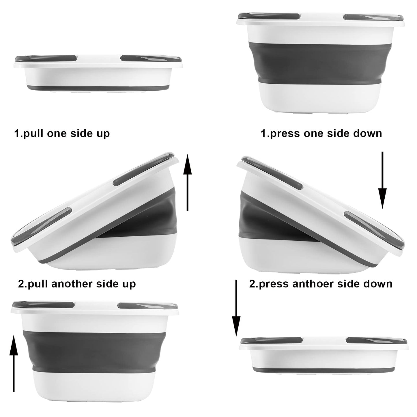Coloch 2 Pack 16L/4.2 Gallon Collapsible Plastic Bucket, Foldable Laundry Basket with Handle, Portable Water Pail Space-Saving Mop Bucket for House Cleaning, Fishing, Camping, Car Washing Supplies