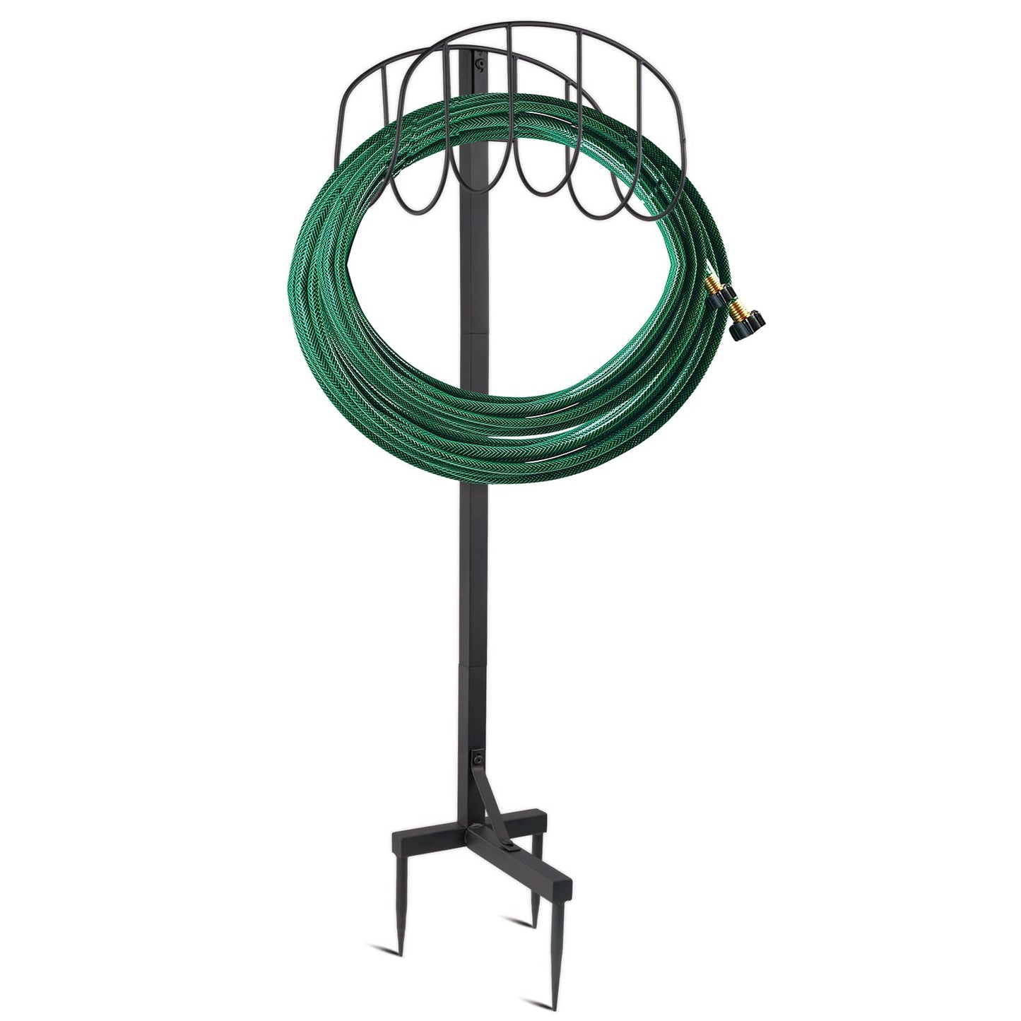 LooKu Garden Hose Holder Outdoor Water Hose Stand Holder 43 Inch Height Free Standing Ground Hose Hanger for Yard Organizer