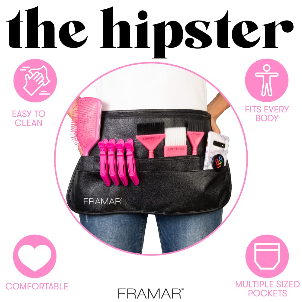 FRAMAR Hipster Salon Belt - Hairstylist Waist Pouch With Shears, Professional Hair Stylist & Makeup Brush Holder