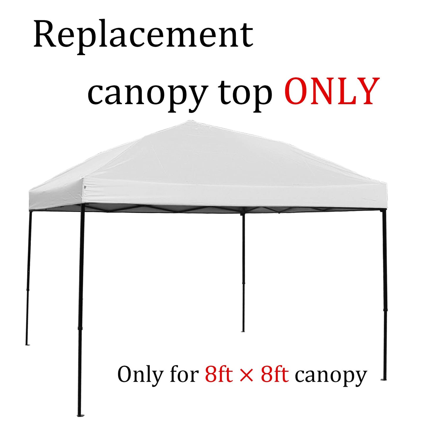 Replacement Canopy Top, 8' x 8' Pop-Up Cover for Canopy Straight Leg Tent Cover for Outdoor Garden Patio Camping Sun Shade (1pc Top Cloth Only) White