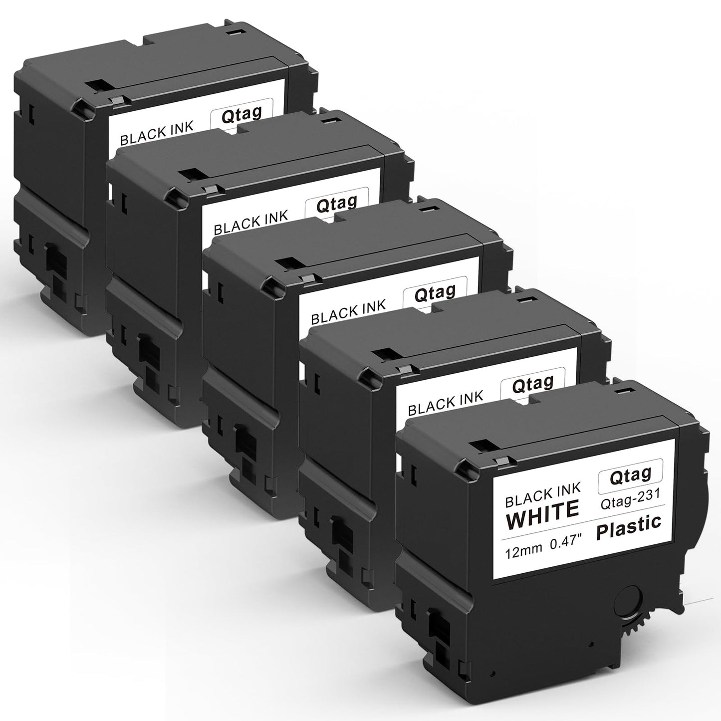 Labelife Label Maker Tape Compatible with Brother Btag 231 Label Tape Refills 12mm 0.47'' Only Work for P Touch PT-N10 PT-N20 PT-N25BT (5 Packs, 12mm x 4m, Black on White)