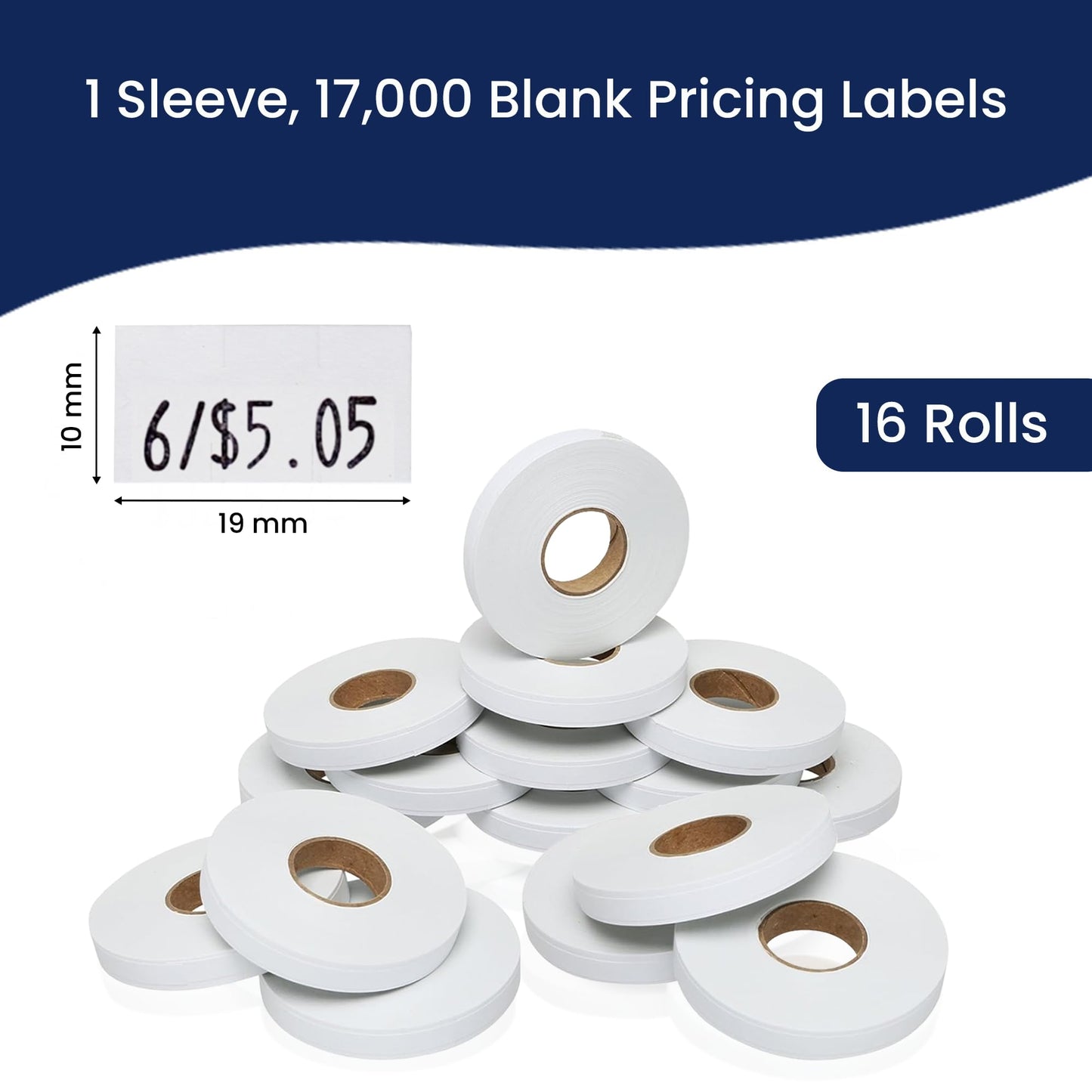 White Pricing Labels for Monarch 1110 Price Gun – Sixteen Rolls, 17,000 Price Marking Labels