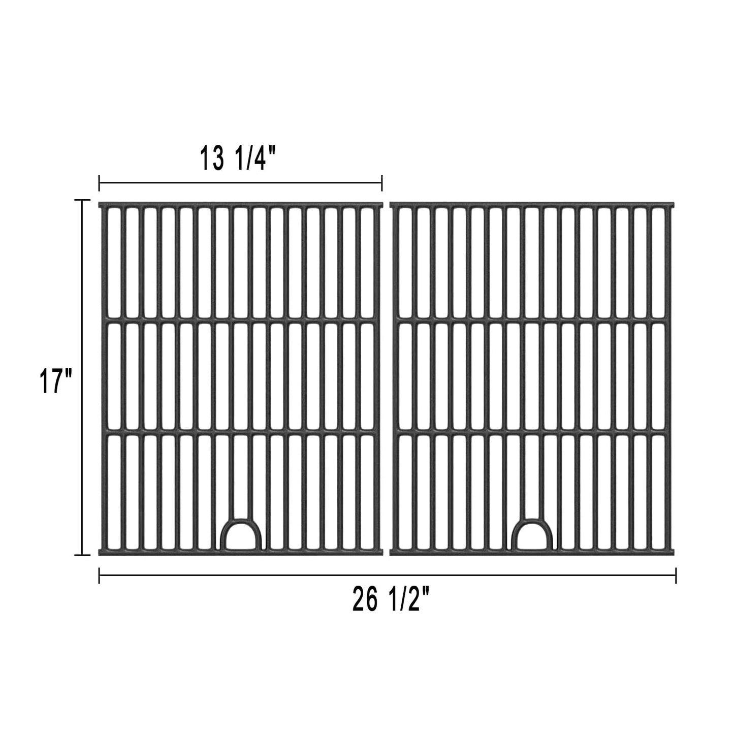 17" Cast Iron Grill Grates Replacement for Nexgrill 4 Burner 720-0830H Grill Replacement Parts, 5 Burner 720-0888N, 720-0888, 720-0697, Master Forge 1010037, Kenmore 122.16119 415.16107110, 2-Pack