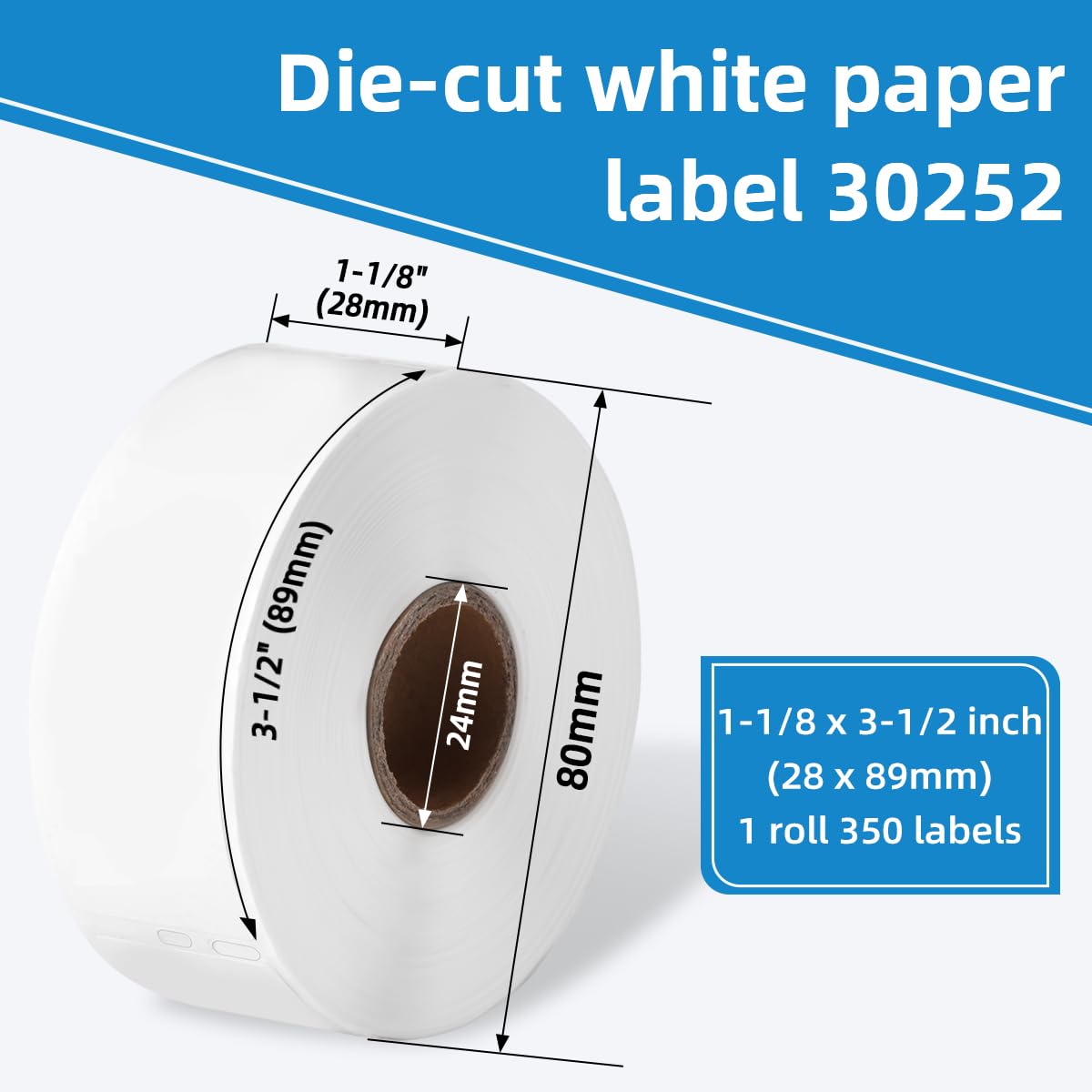 COLORWING Compatible with Dymo 30252 (1-1/8" x 3-1/2") Address Barcode Labels, 28 x 89 mm for Dymo LabelWriter 450, 450 Turbo, 4XL Desktop Printers, 10 Rolls of 350 [Not for Dymo 550 & 5XL]