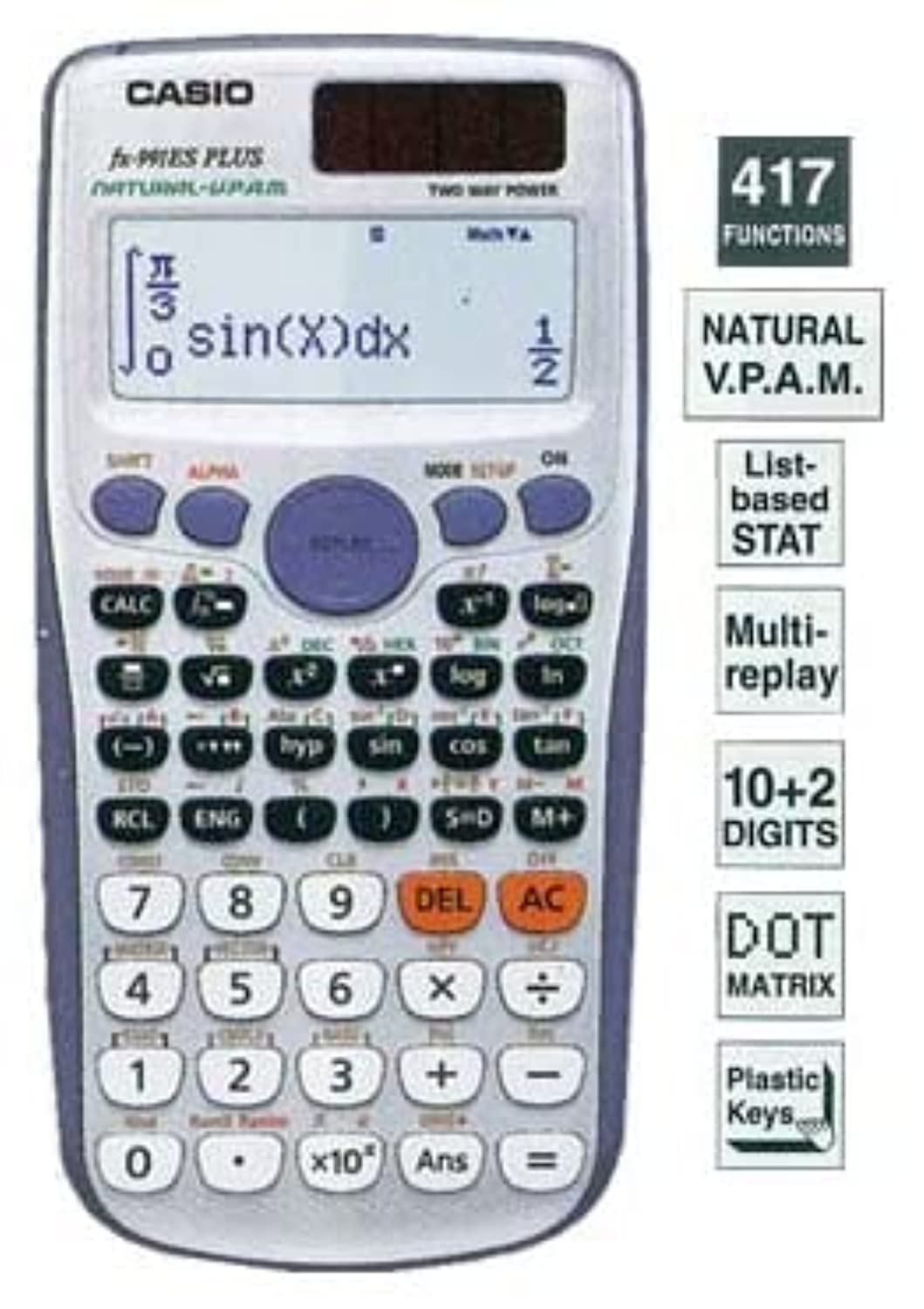 Casio FX 991 ES Plus Calculator, Black/White, scientify