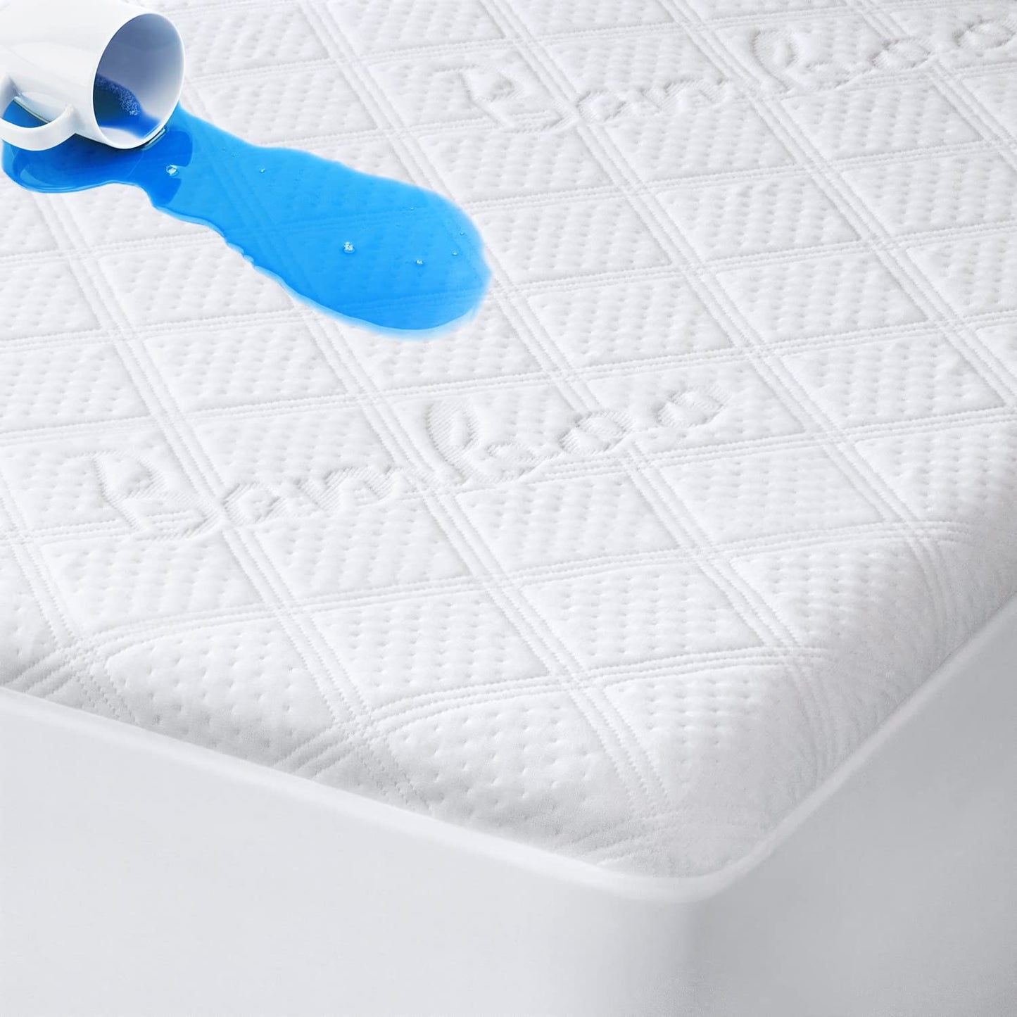 100% Waterproof Mattress Protector Queen Size Bed Bamboo Mattress Cover Breathable 3D Air Fabric Cooling Mattress Pad Cover Smooth Soft Noiseless Washable, 8''-21'' Deep Pocket