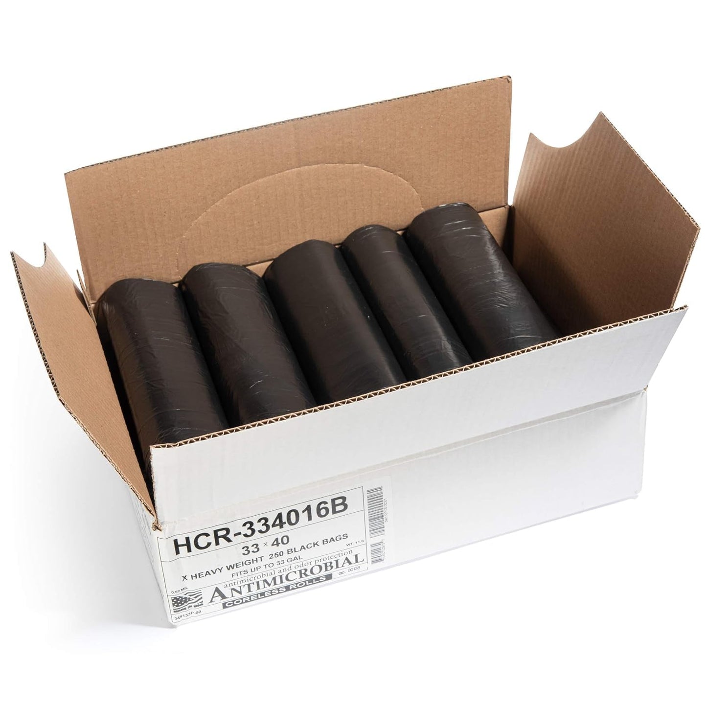Aluf Plastics High Density Trash Bags, 33 Gallon, 250 Count, 16 Micron (eq), 33" x 40", Black, for Bathroom, Office, Industrial, Commercial, Janitorial, Municipal, Recycling