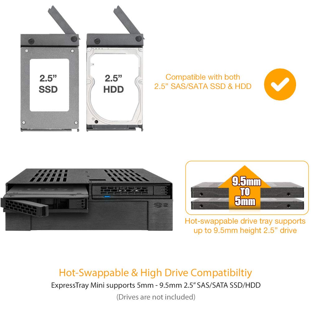 ICY DOCK 2 x 2.5 SAS/SATA HDD/SSD Mobile Rack +3.5" Slot for External 5.25" Bay | ExpressCage MB322SP-B