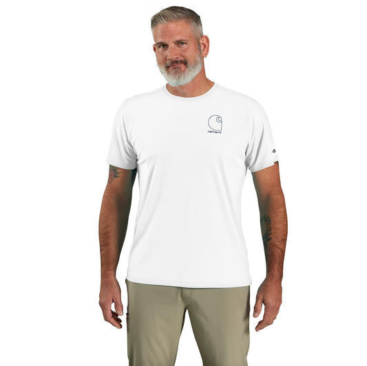 Carhartt Men's 106163 Force Sun Defender™ Lightweight Short-Sleeve Lo, White/Navy, XX-Large