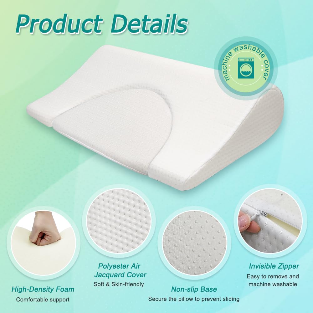 KAAMOS Bedsore Turning Wedge Pillow for Bed Sores Positioning Wedges Medical Pillows for Side Sleeping Pressure Ulcer Cushion Incline Foam Wedge for After Surgery Bedridden Elderly (23.6" Long)