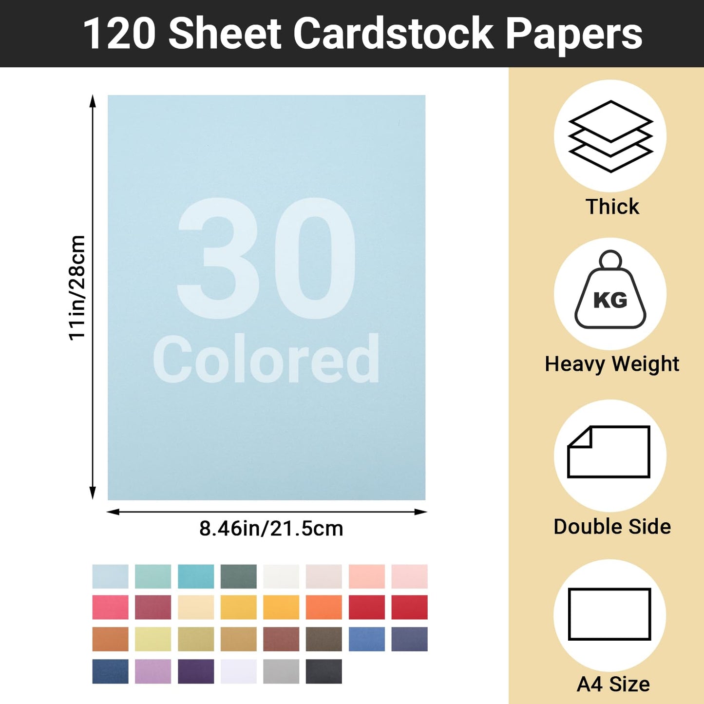 Gartful 30Colors Shimmer Cardstock Paper, Shiny Pearlescent Paper for Craft Flowers, Scrapbooking, Card Making, Invitation, Gift Wrapping, Letter Size, 120 Sheets