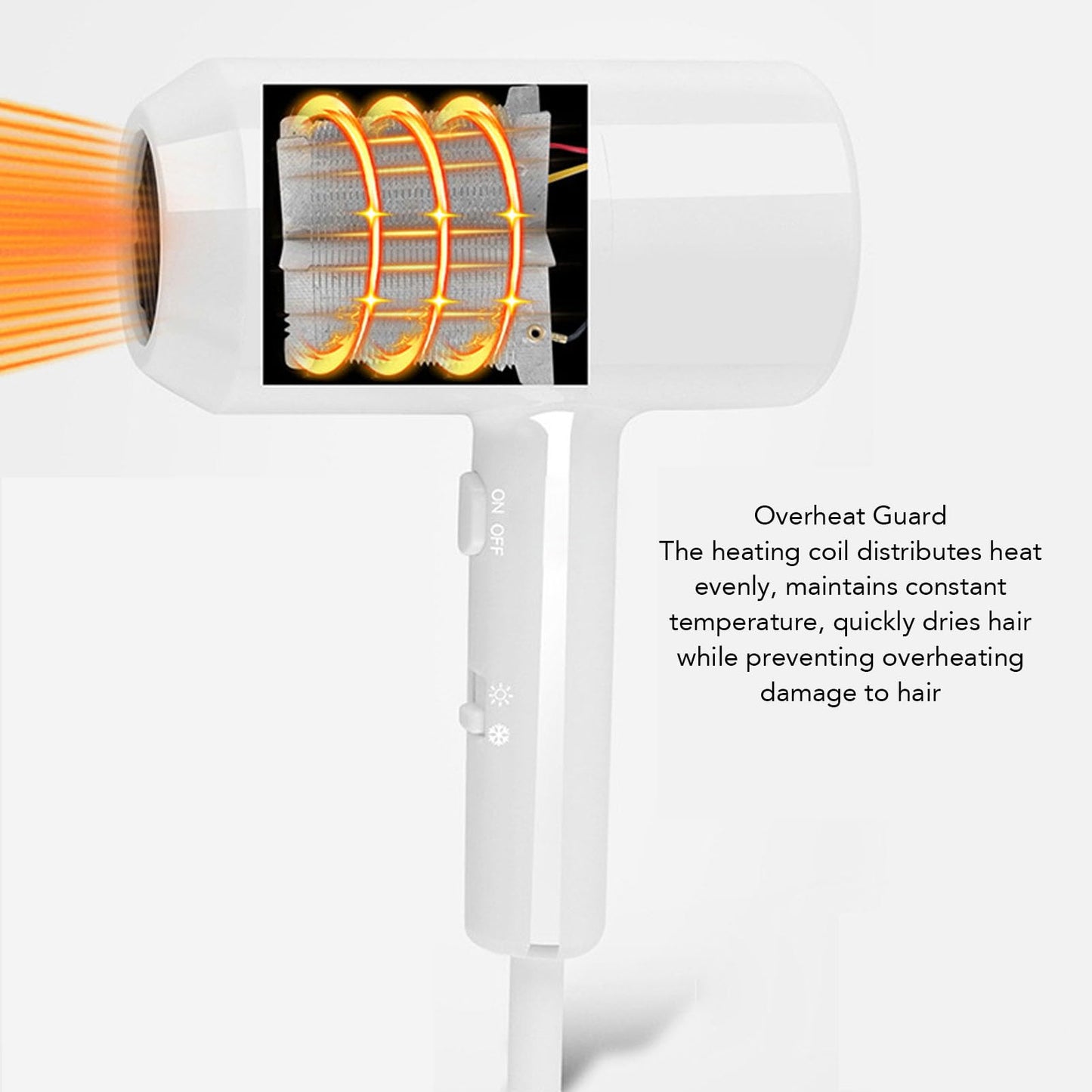 1300W Wall Mount Hair Dryer, Hotel Bathroom Hair Blow Dryer with 2 Levels Intelligent Temperature Control Quick Drying Low Noise Sturdy ABS Construction