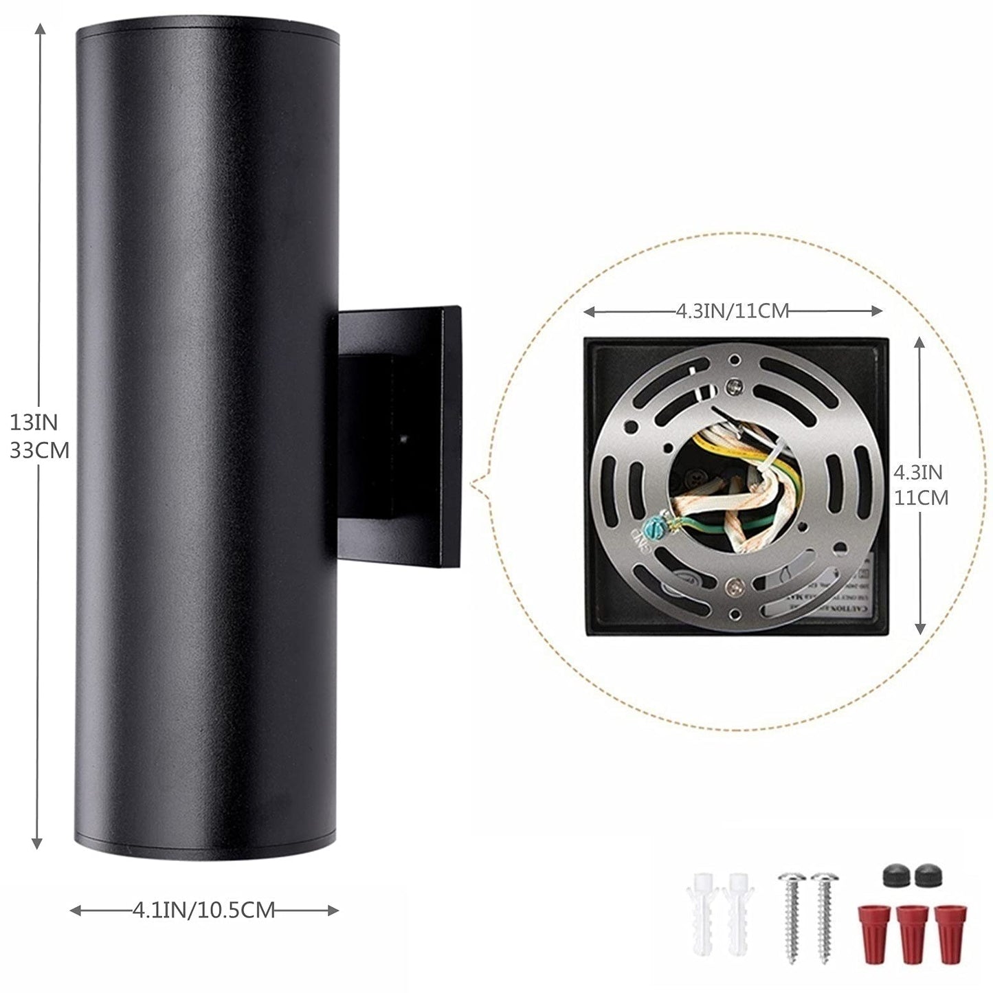 RETRELMP Outdoor Lights Wall Mount, Waterproof Exterior Light Fixtures, Black Modern Cylinder Aluminum Outside Lights for House Porch Light for Garden Garage Entryway 2 Pack E26 Base