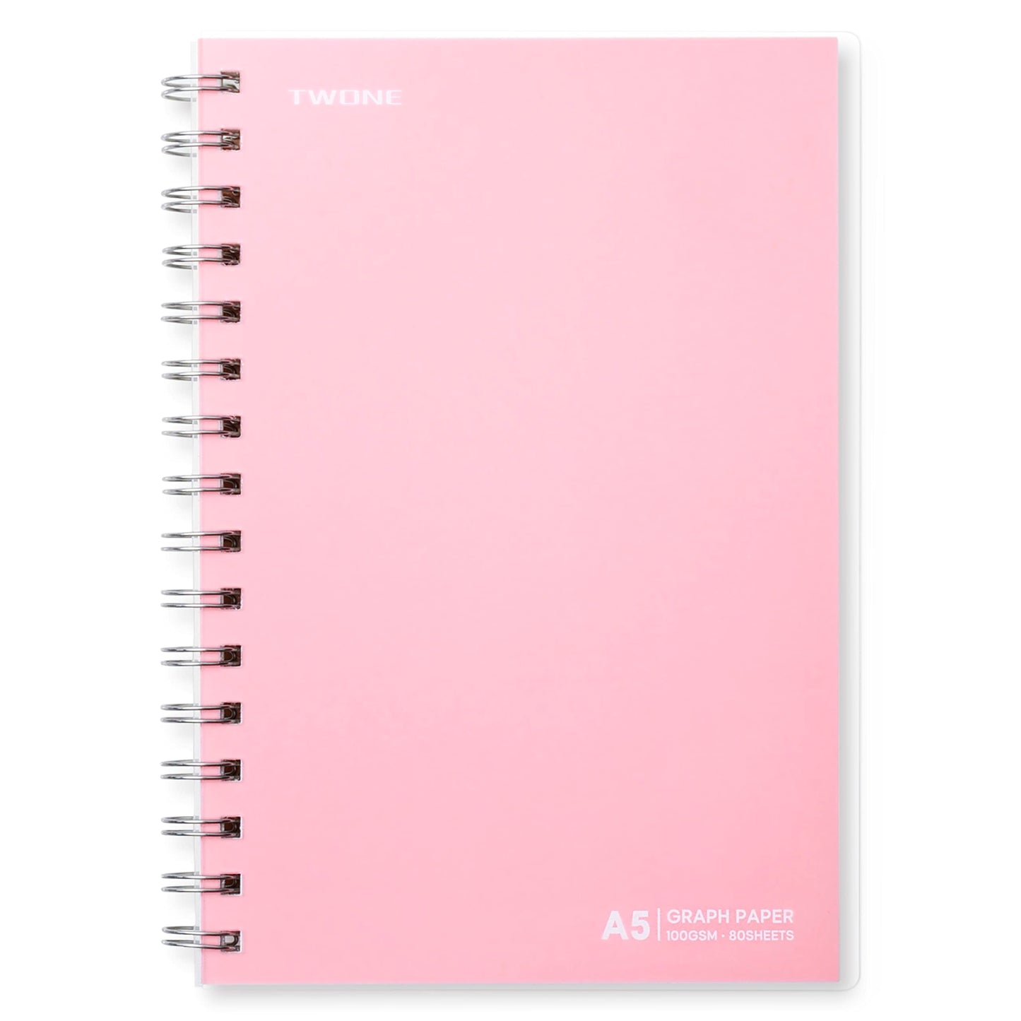 TWONE Math Notebook, Spiral Bound Graph Paper Book with 80 Sheets/160 Grid Paper, 5.5 x 8.25 Inches (4 Pack)