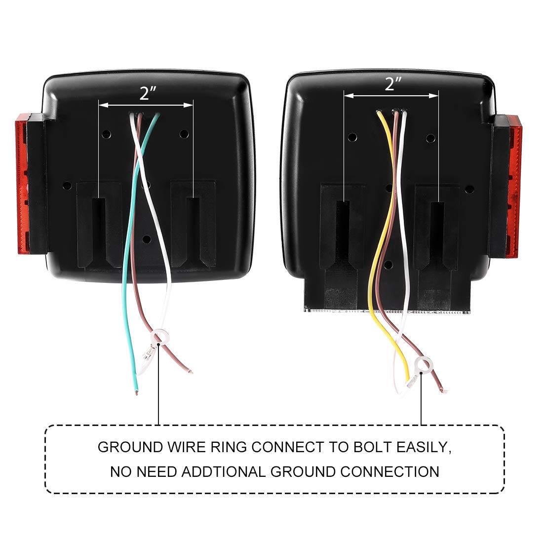 CZC AUTO 12V LED Submersible Trailer Tail Light Kit Stop Tail Turn Signal Lights for Under 80 Inch Boat Trailer Truck RV Snowmobile