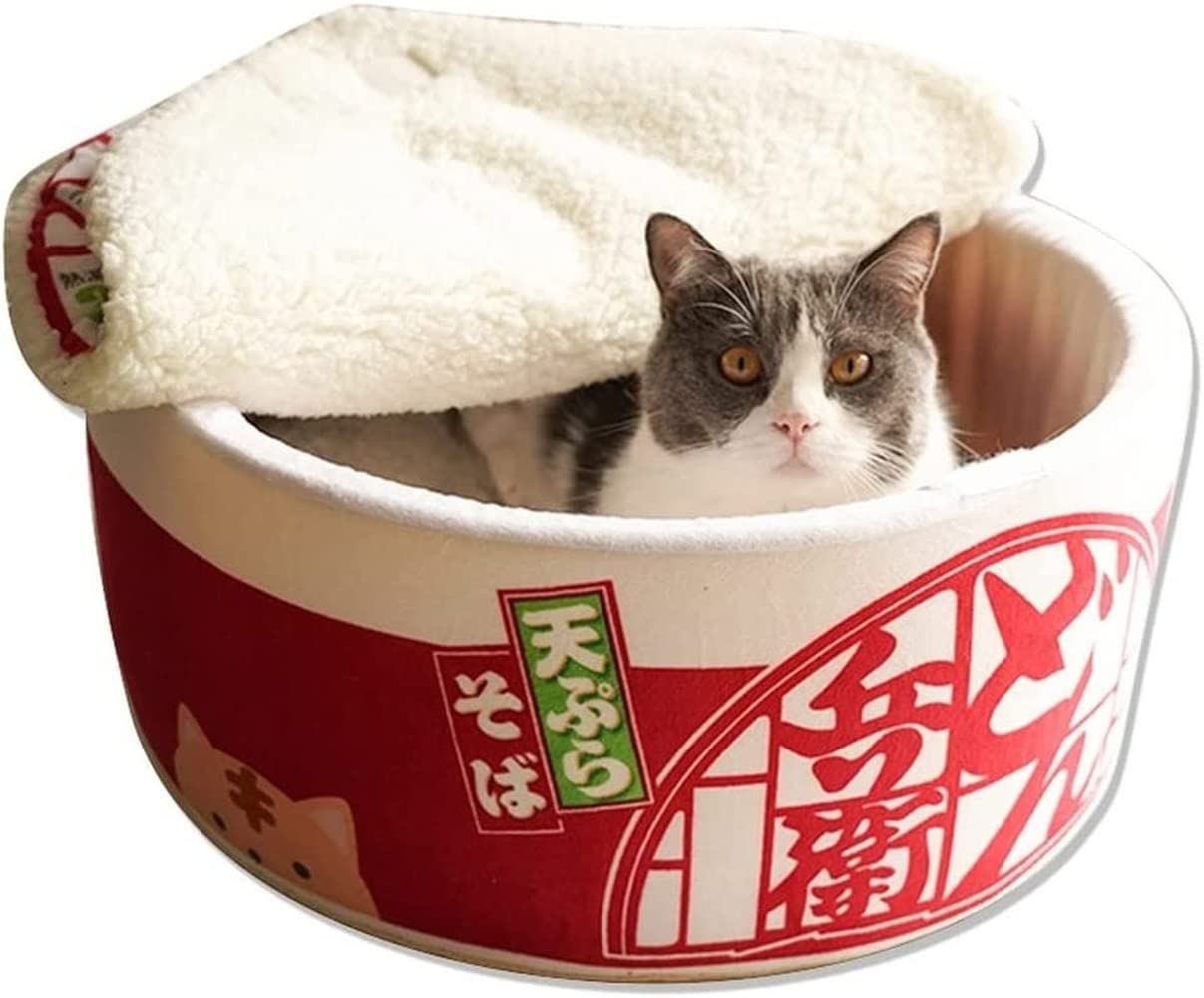 Linghe Cat House for Indoor Cats, Foldable Cat Bed with Washable Top, Detachable Multifunctional Soft Pet Sofa Bed Suitable for Small Cats and Dogs (S,Red)