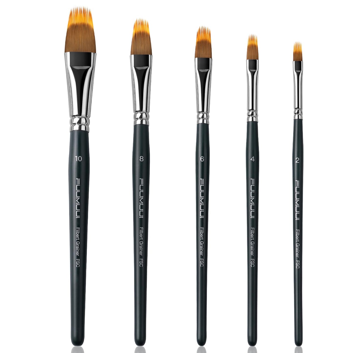 Fuumuui 5pcs Dual-Layer Grainer Brush Set- Professional Synthetic Filbert Comb Brushes for Unique Texture Painting Perfect for Artists Acrylic, Watercolor and Oil