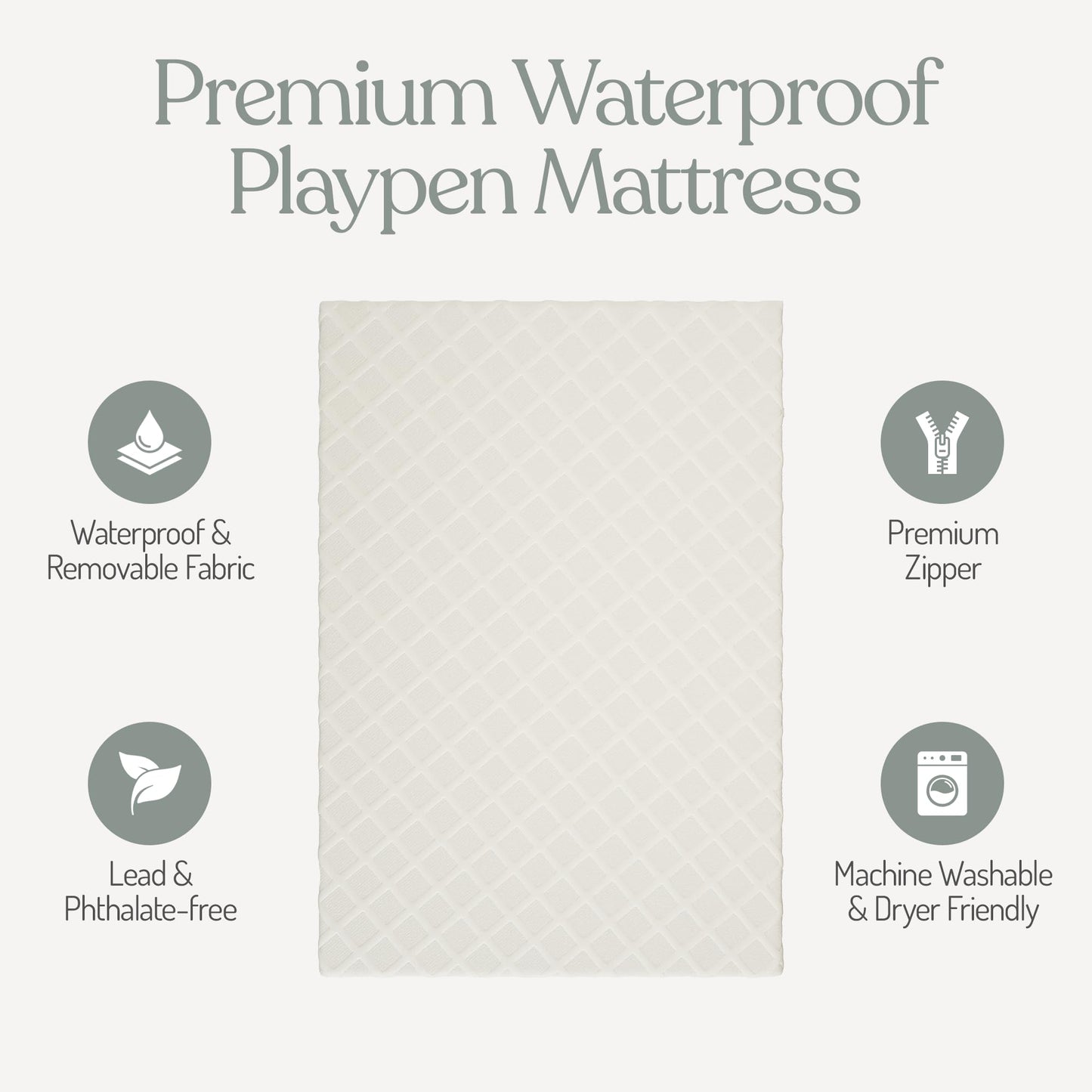 Sleepah Pack and Play Mattress Foam Pad 38 x 26 x 1 for Playpen, Portable Playyard Mattress - Soft Waterproof Washable & Removable Cover Breathable Topper