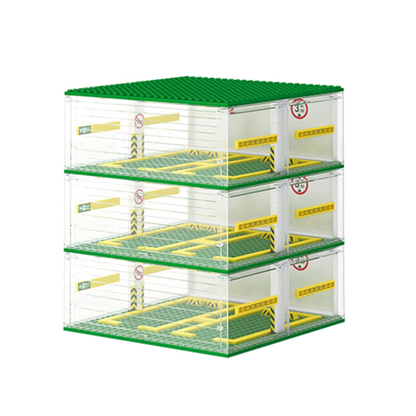 Cabeeskii Parking Garage Compatible Speed Champions Car, DIY 3-Layer Parking Display Case, 130PCS Modular Building Display Case Compatible with Sport Auto(Cars Not Included)