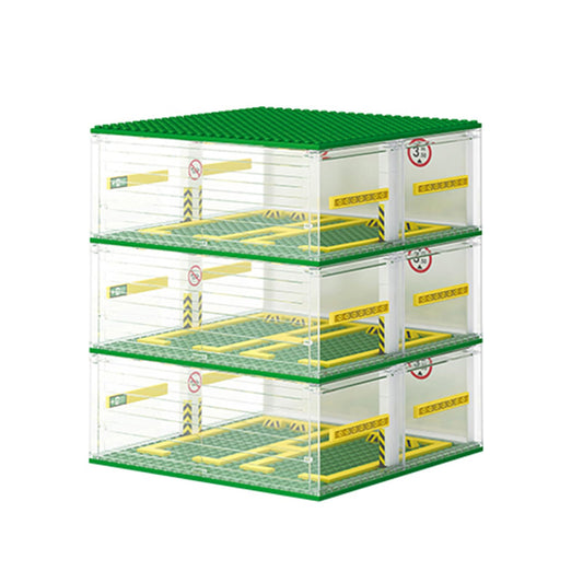 Cabeeskii Parking Garage Compatible Speed Champions Car, DIY 3-Layer Parking Display Case, 130PCS Modular Building Display Case Compatible with Sport Auto(Cars Not Included)