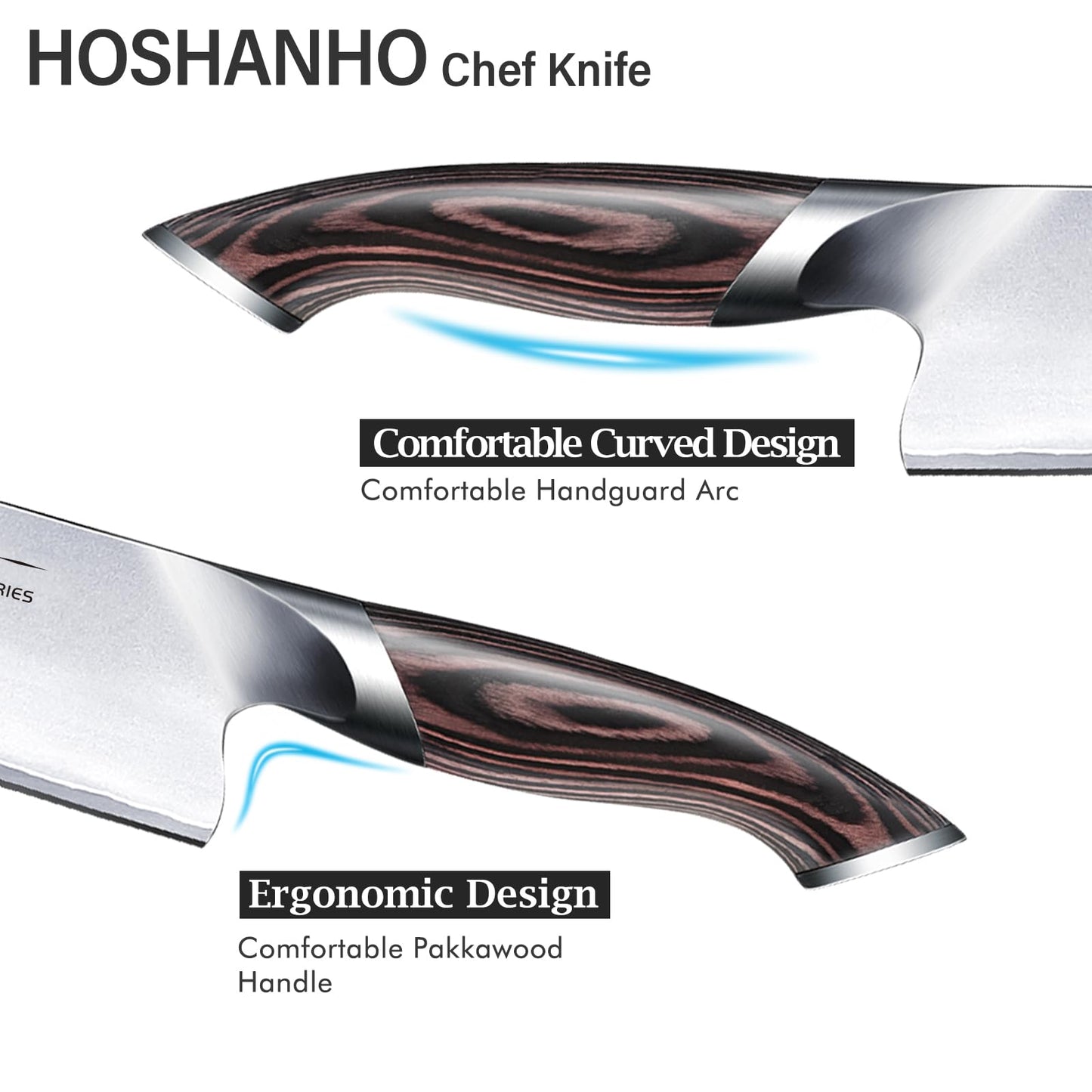 HOSHANHO Kitchen Knife in Japanese High Carbon Steel, High-Class Chef's Knife 8 inch Professional Cooking Knife, Non-Slip Ultra Sharp Knives with Ergonomic Handle
