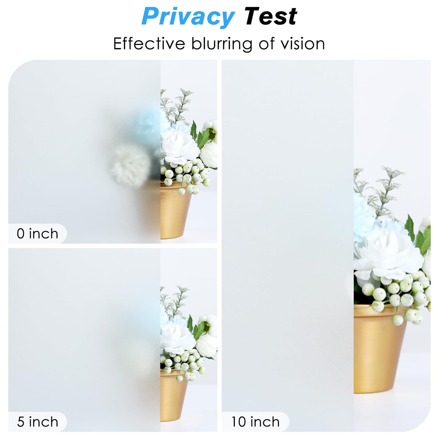 Haton Window Films for Privacy, Static Cling Frosted Glass Film, Sun Heat Blocking Privacy Window Tint, Anti-Glare Removable Frosting Sticker Covering for Home Bathroom, Pure 60 x 200cm