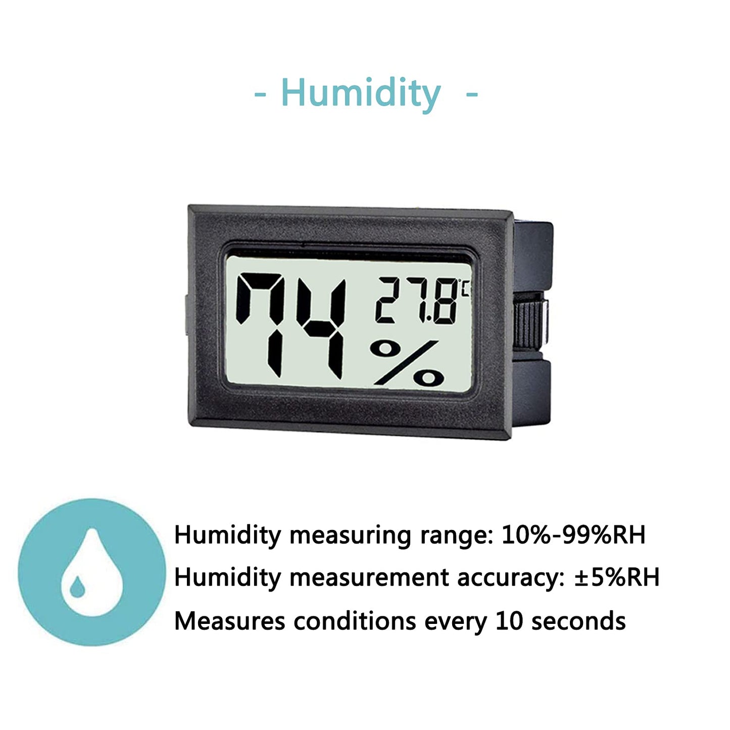 TASOGEN 12 Pack Mini Digital Hygrometer Thermometer,Indoor Temperature and Humidity Gauge Meter Monitor Celsius (℃) for Humidor,Greenhouse,Reptile Tank,Home,Jars