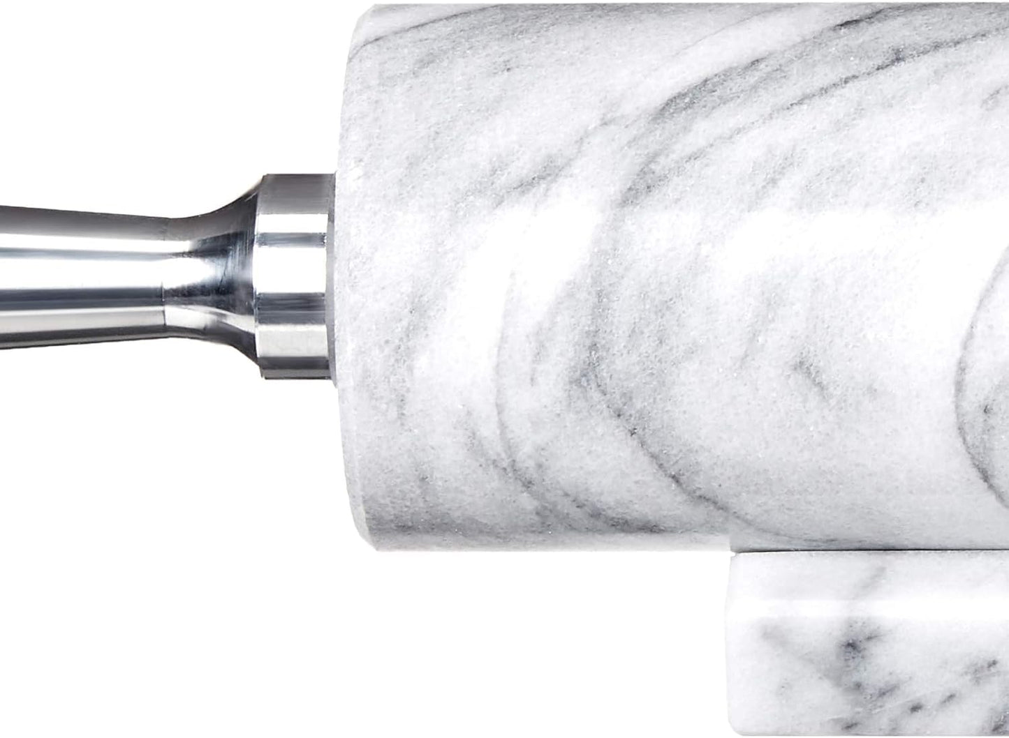 Fox Run Marble Rolling Pin and Base, White with Aluminum Handles