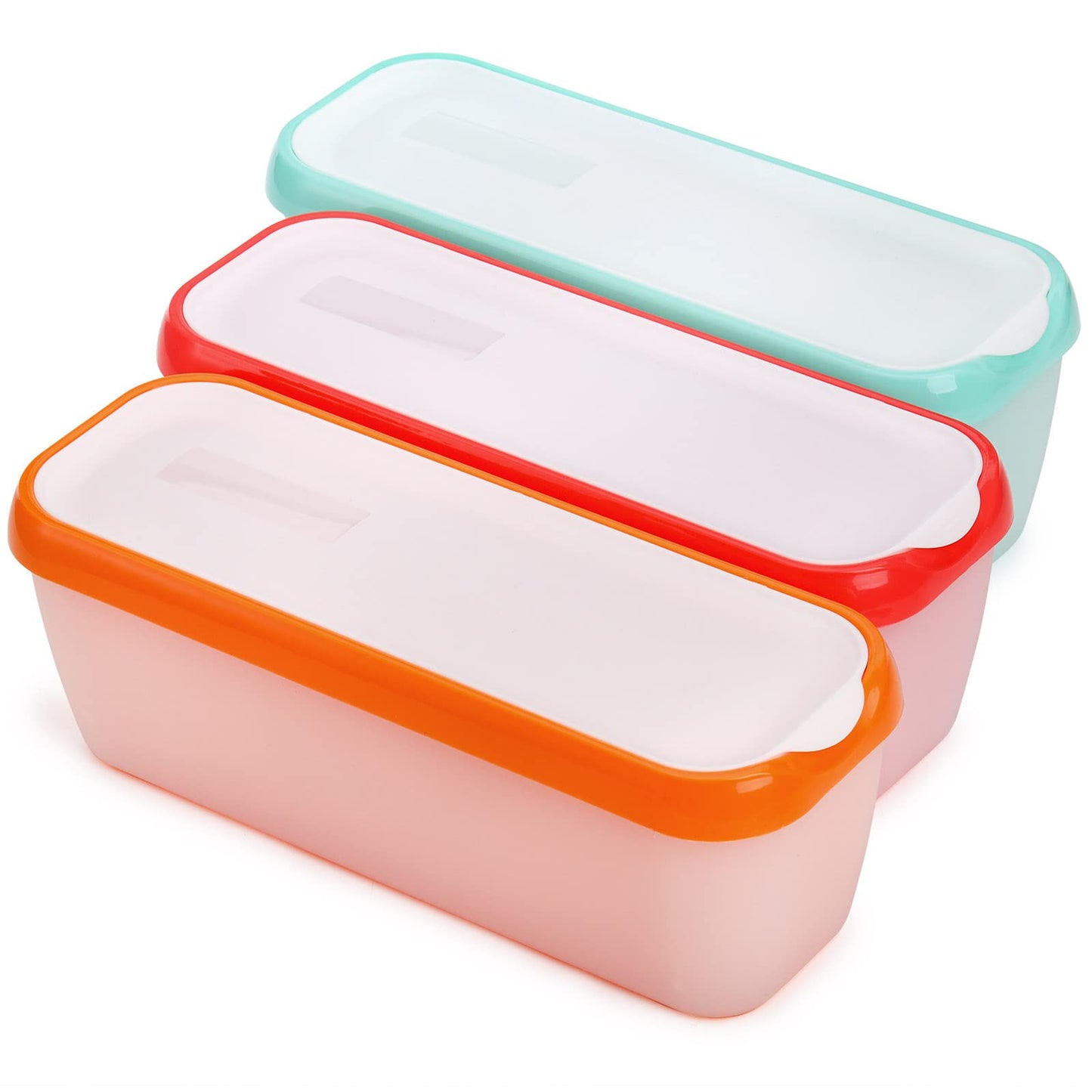 Peohud 3 Pack Ice Cream Containers, 1.5 Quarts Ice Cream Tubs with Lids, Freezer Storage Container for Sorbet, Frozen Yogurt and Gelato, Non-Slip Base, Dishwasher Safe