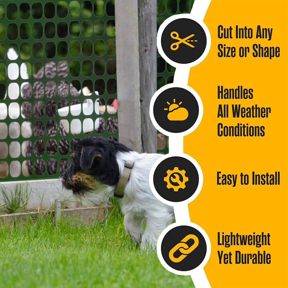 4x100 Ft Green Garden Fence Animal Barrier Reusable Netting Plastic Roll Temporary Pool Construction Fencing for Poultry Dogs Safety Snow Fences Durable Yard Pet Mesh (Green)