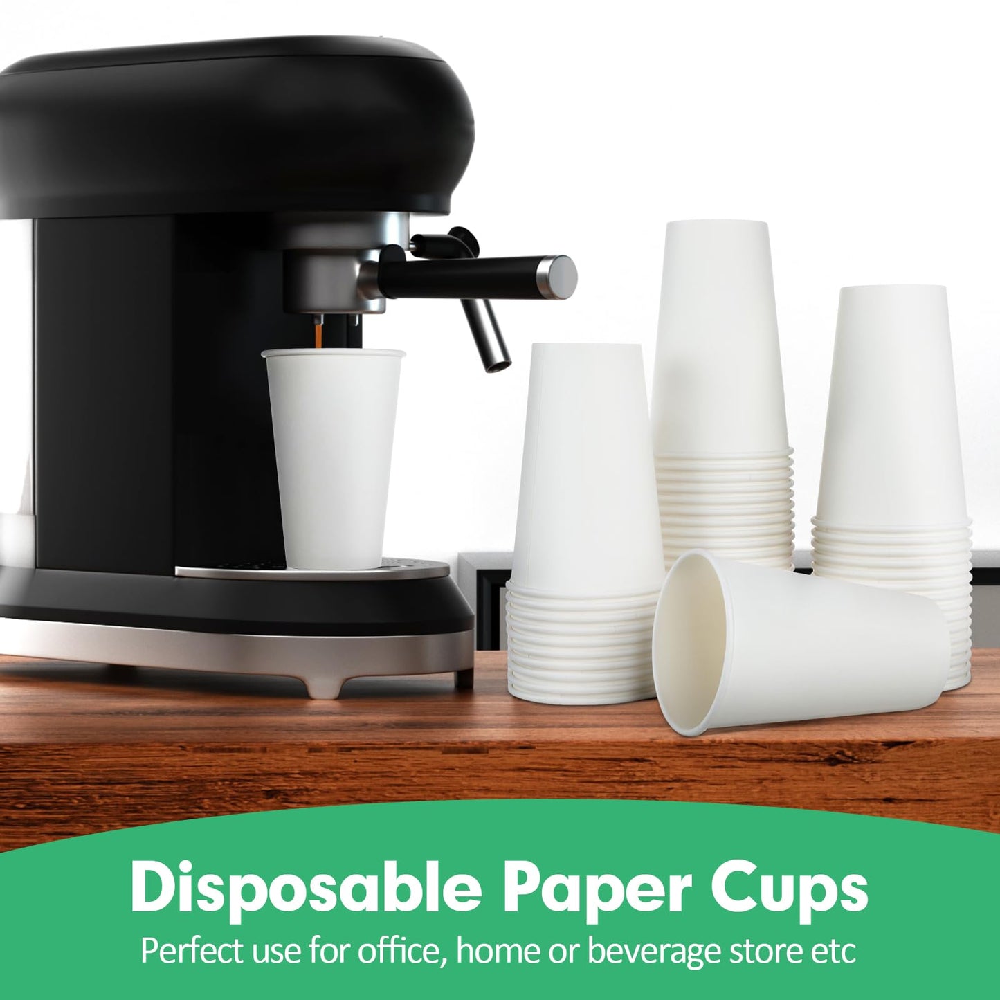 RAZCC 16 oz Paper Cups, 300 Pack 16oz Disposable Coffee Cups, Coffee Cups 16 oz for Cold and Hot Drinks, White Paper Drinking Cups for Parties, Picnic, Cafes, Bistros and Events