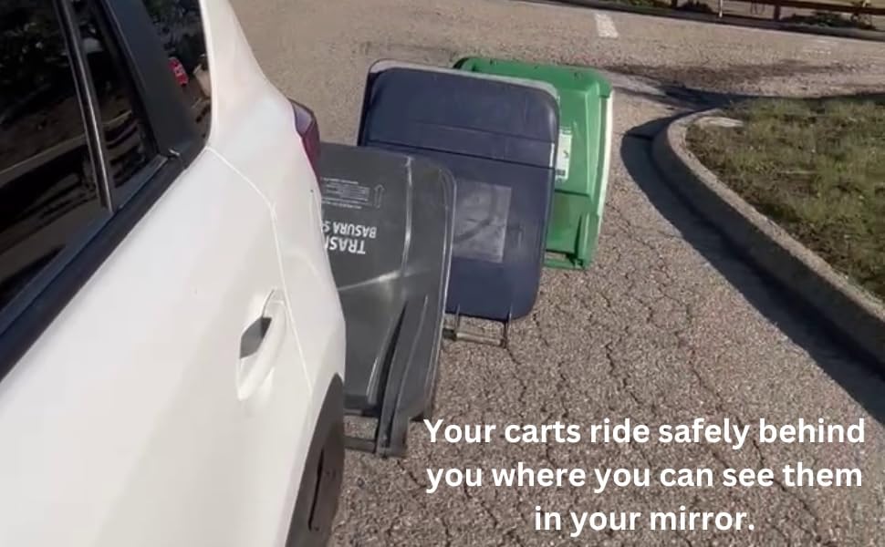 TrashTrainer 1 Cart System - Garbage Can Hauling Straps - Trash Can Hauler - Attaches to Cars, ATV, Lawn Mower, Tractor, Easy Install, Simple Use