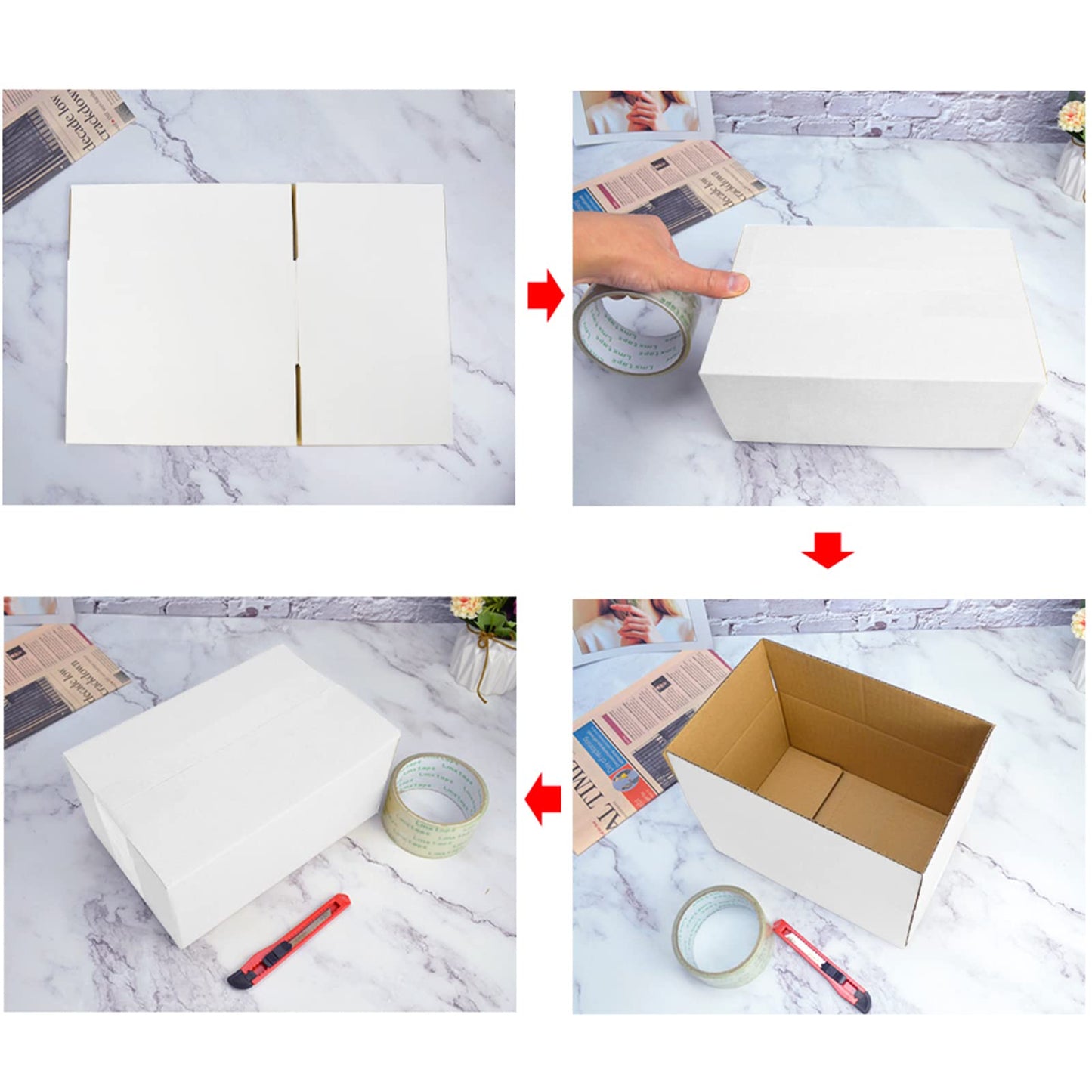 Calenzana 25 Pack 11x6x6 Shipping Boxes, White Corrugated Cardboard Box for Mailing Packing Gifts
