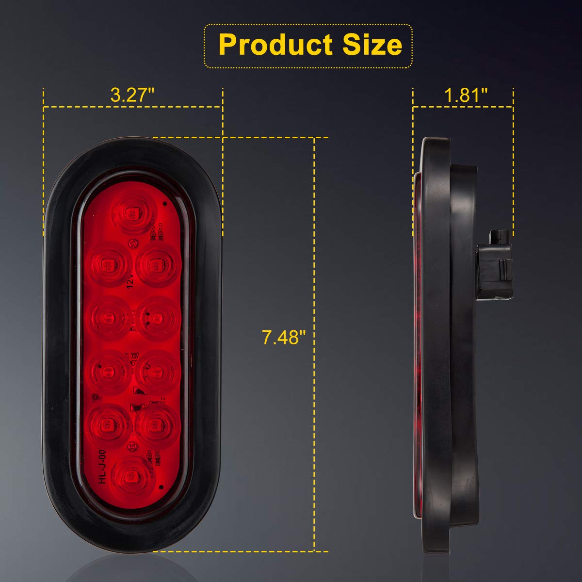 LIMICAR 4 Red 2 White Oval Tail Lights LED, 6" Flatbed Light Kit, LED Tail Lights for Trucks, Trailer Tail Lights for RV Jeep