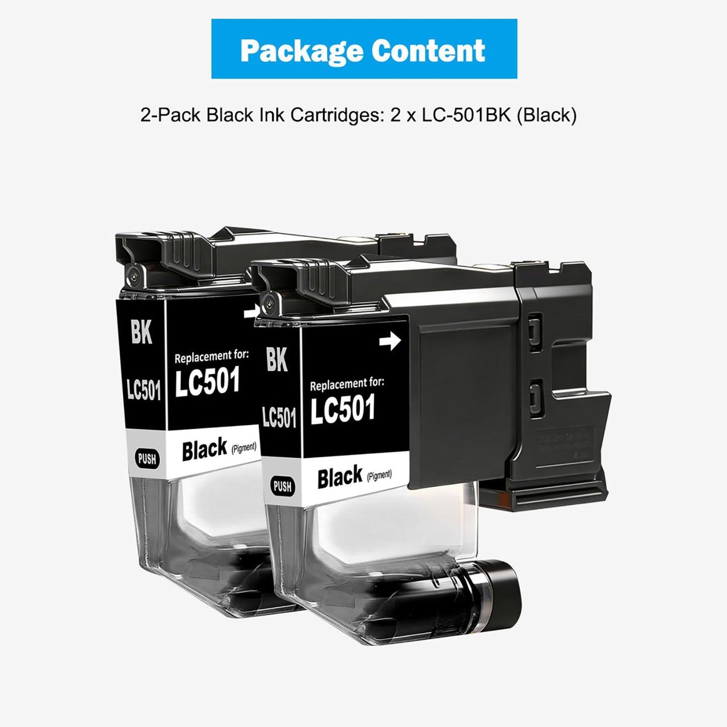 TONTINTA LC501 LC501BK Compatible Ink Cartridges Standard Capacity 250 Pages 2 Blacks for MFC-J1260W MFC-J1360DW MFC-J1410DW Printers