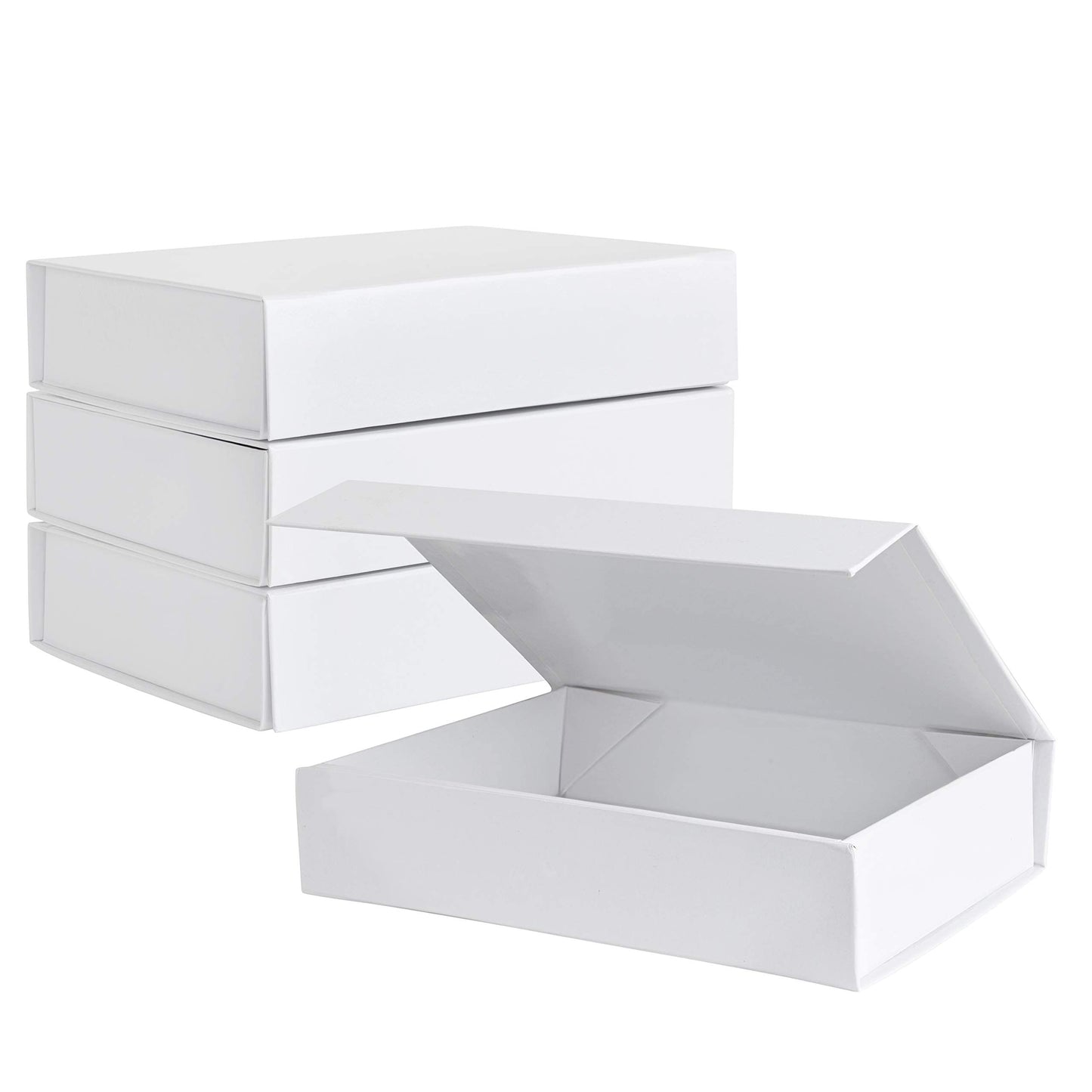 Purple Q Crafts White Hard Gift Box with Magnetic Closure Lid 7" x 5" x 1.6" Rectangle Small Boxes For Gifts With White Glossy Finish (10 Boxes)