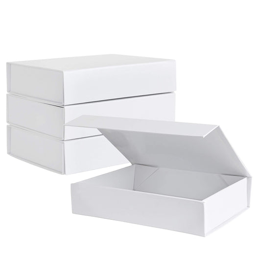 Purple Q Crafts White Hard Gift Box with Magnetic Closure Lid 7" x 5" x 1.6" Rectangle Small Boxes For Gifts With White Glossy Finish (10 Boxes)